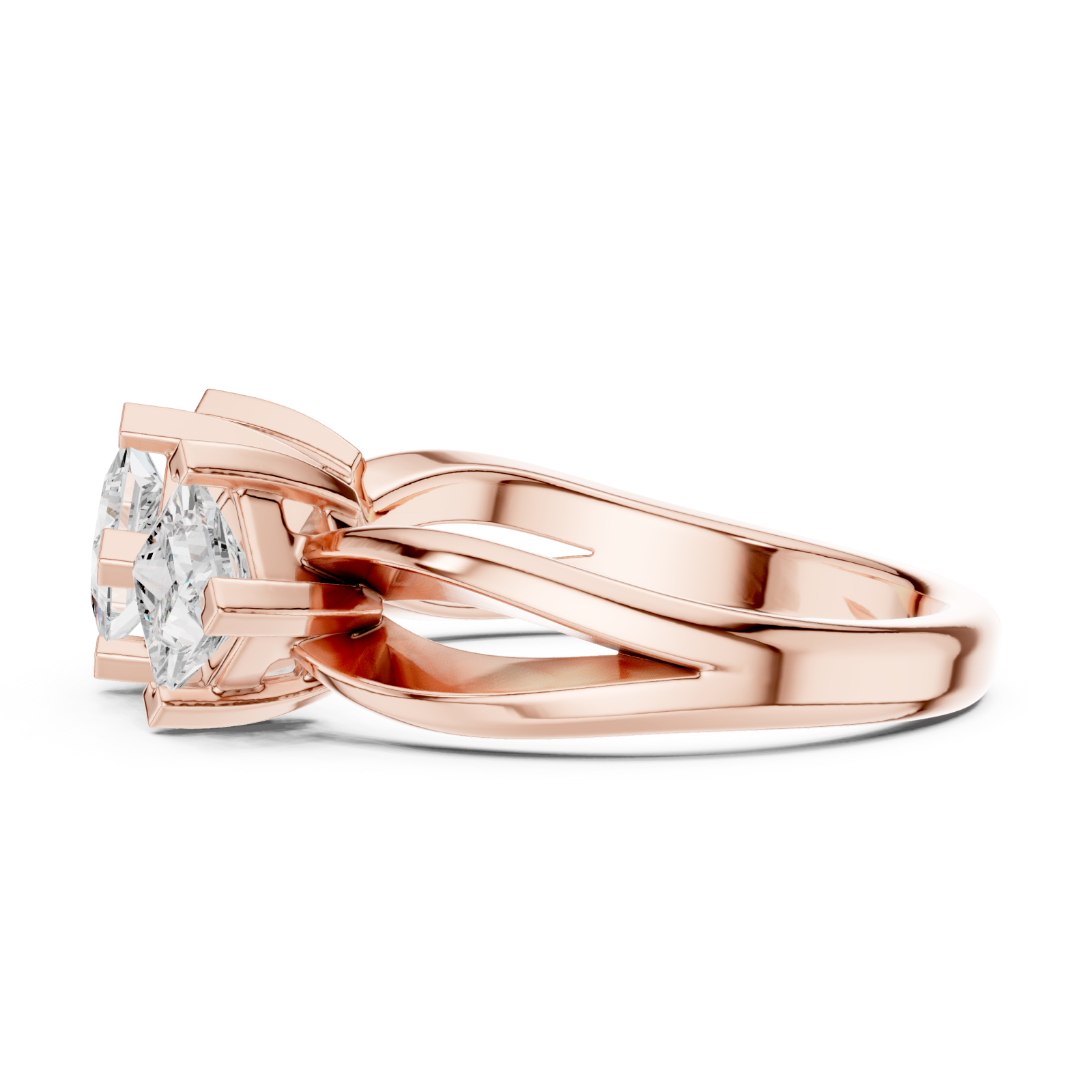  Rose Gold Gracefully Three Element Statement Ring Side View
