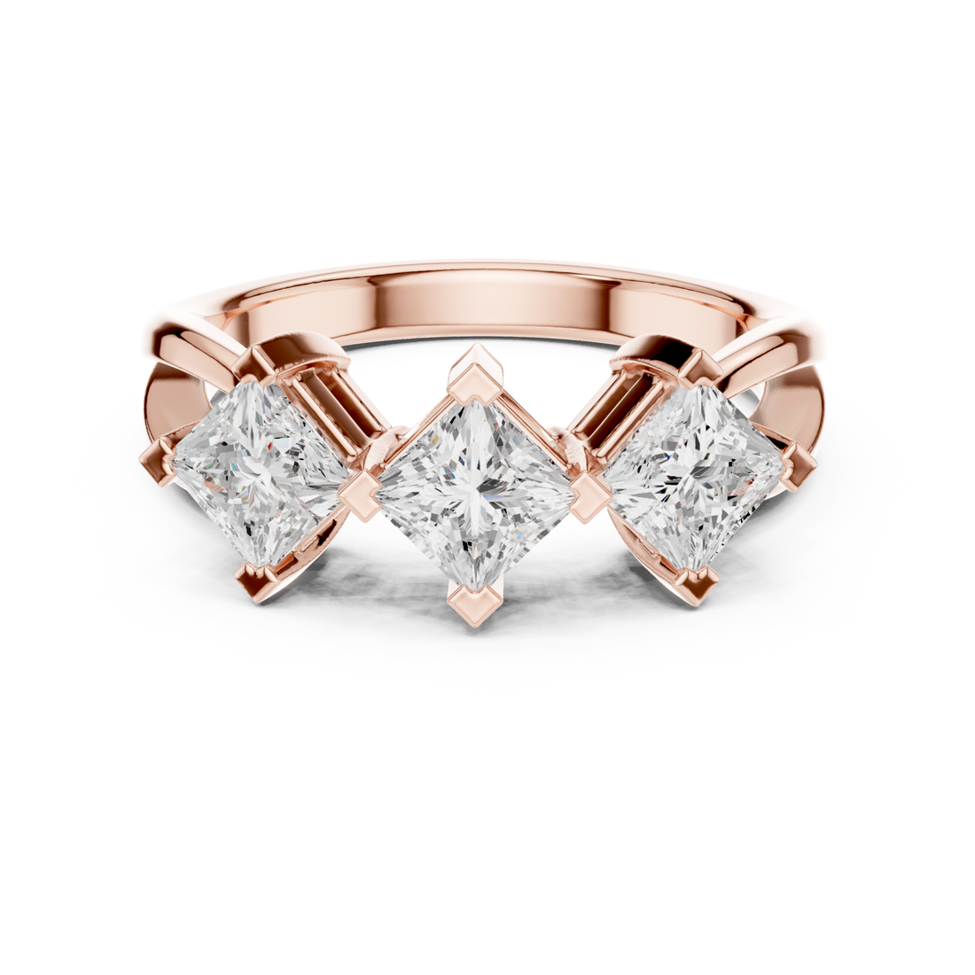  Rose Gold Gracefully Three Element Statement Ring Right View