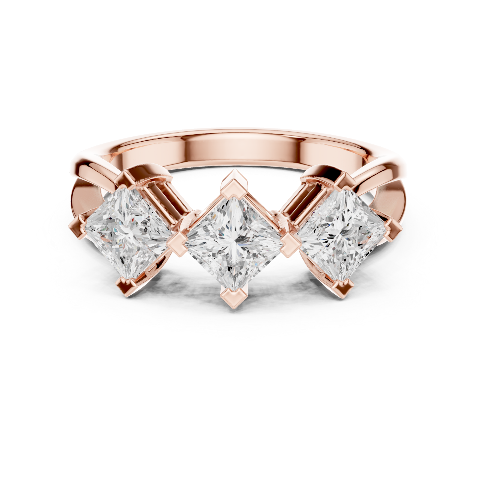  Rose Gold Gracefully Three Element Statement Ring Front View