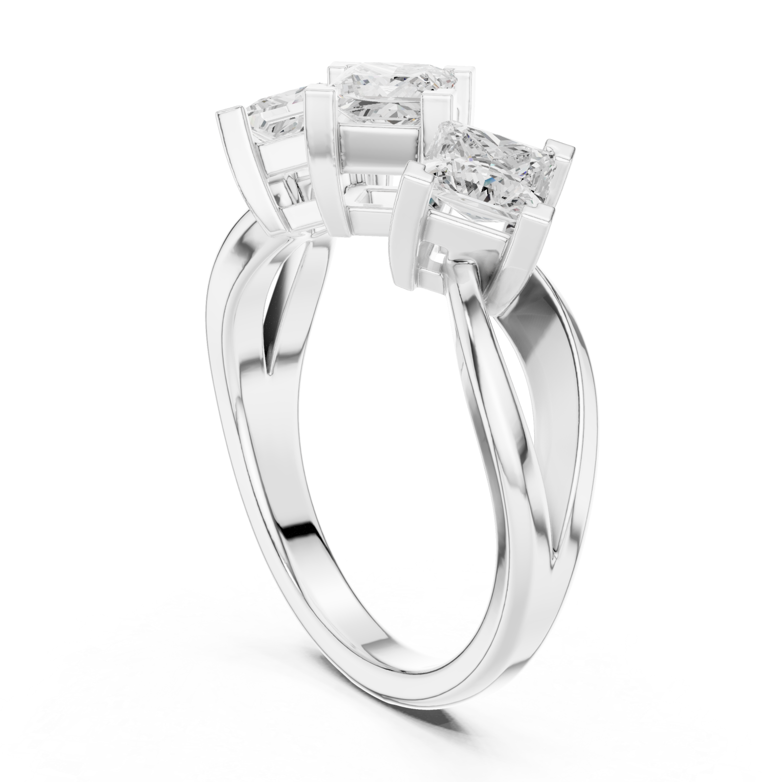  White Gold Gracefully Three Element Statement Ring Left View