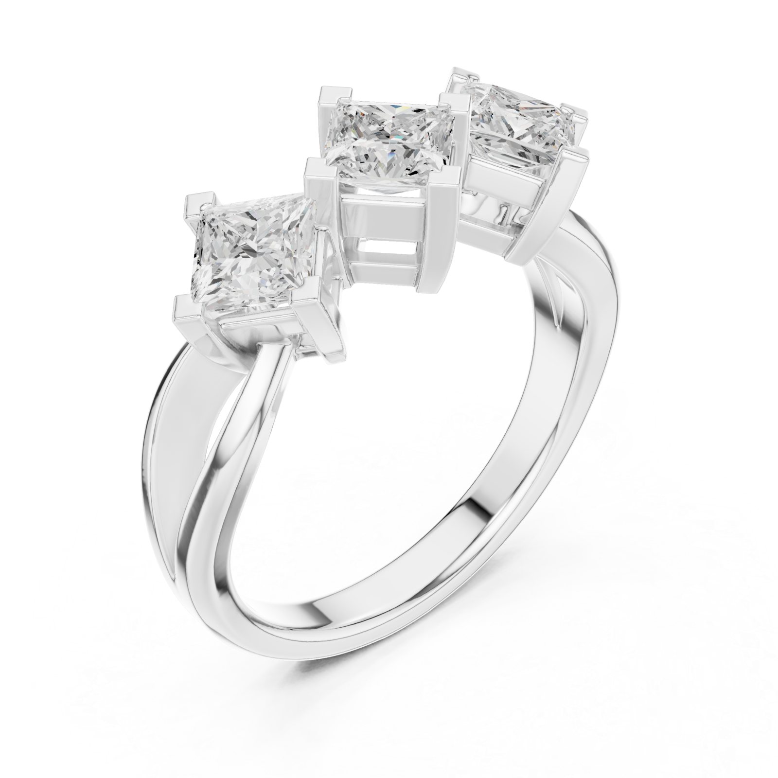  White Gold Gracefully Three Element Statement Ring Right View