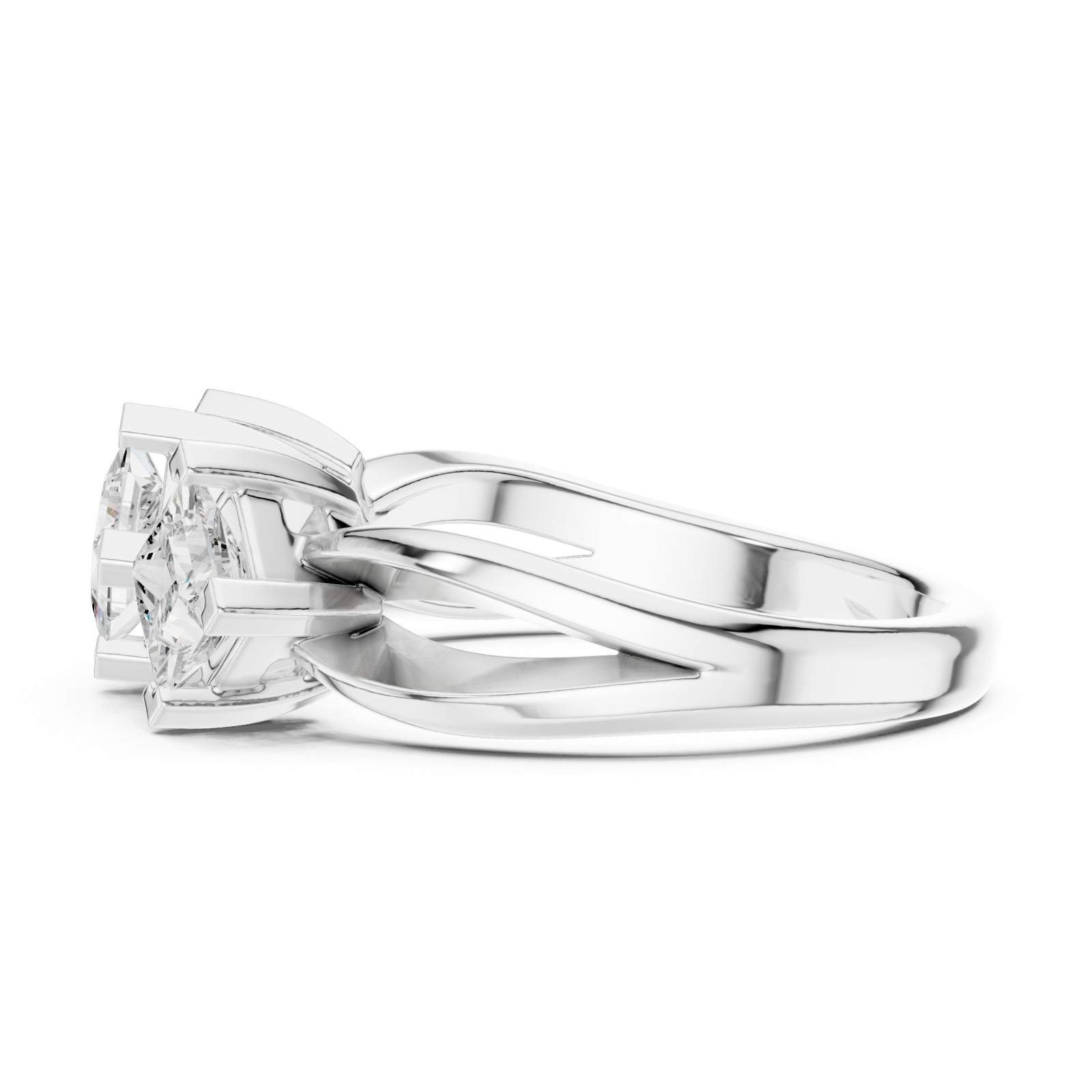  White Gold Gracefully Three Element Statement Ring Side View