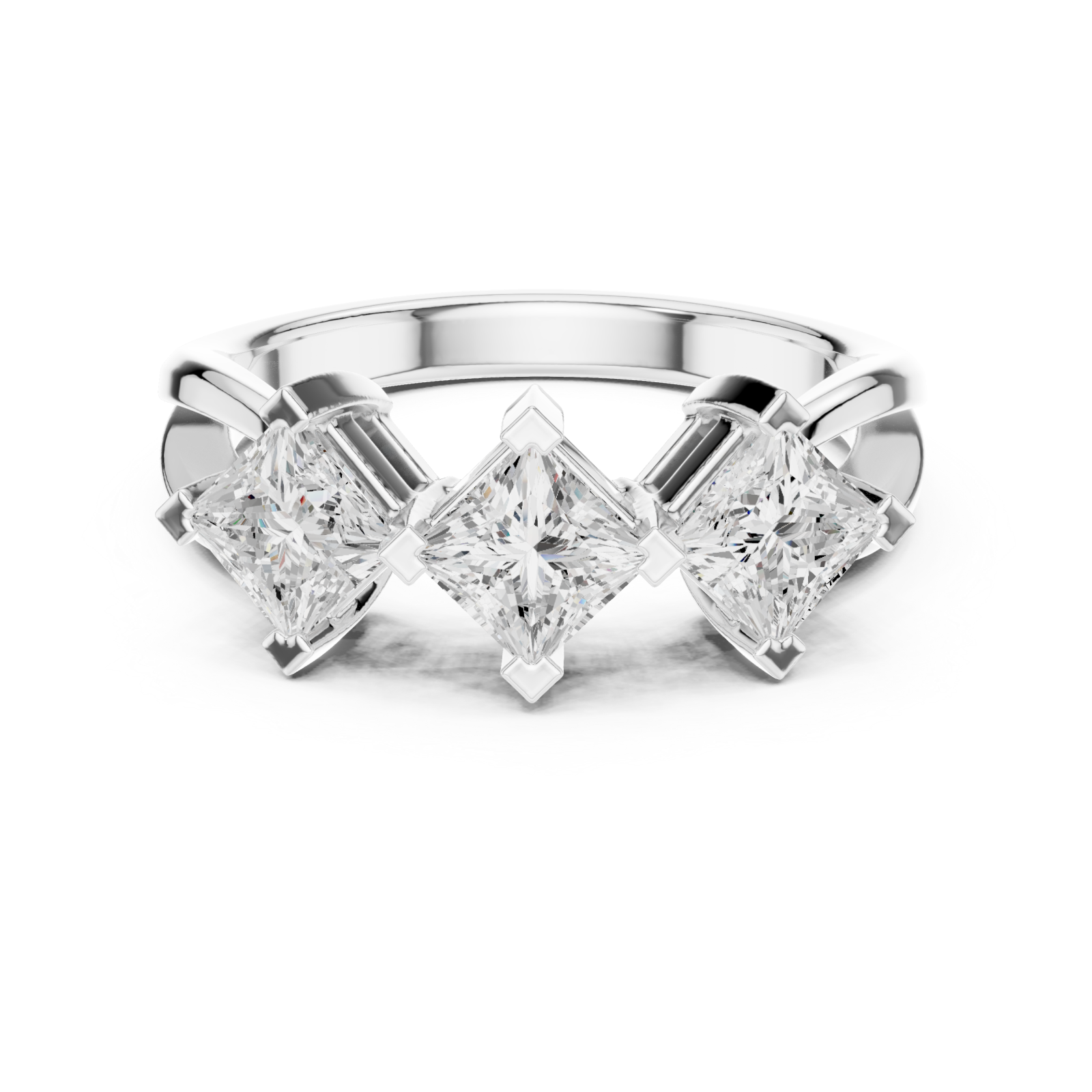  White Gold Gracefully Three Element Statement Ring Front View
