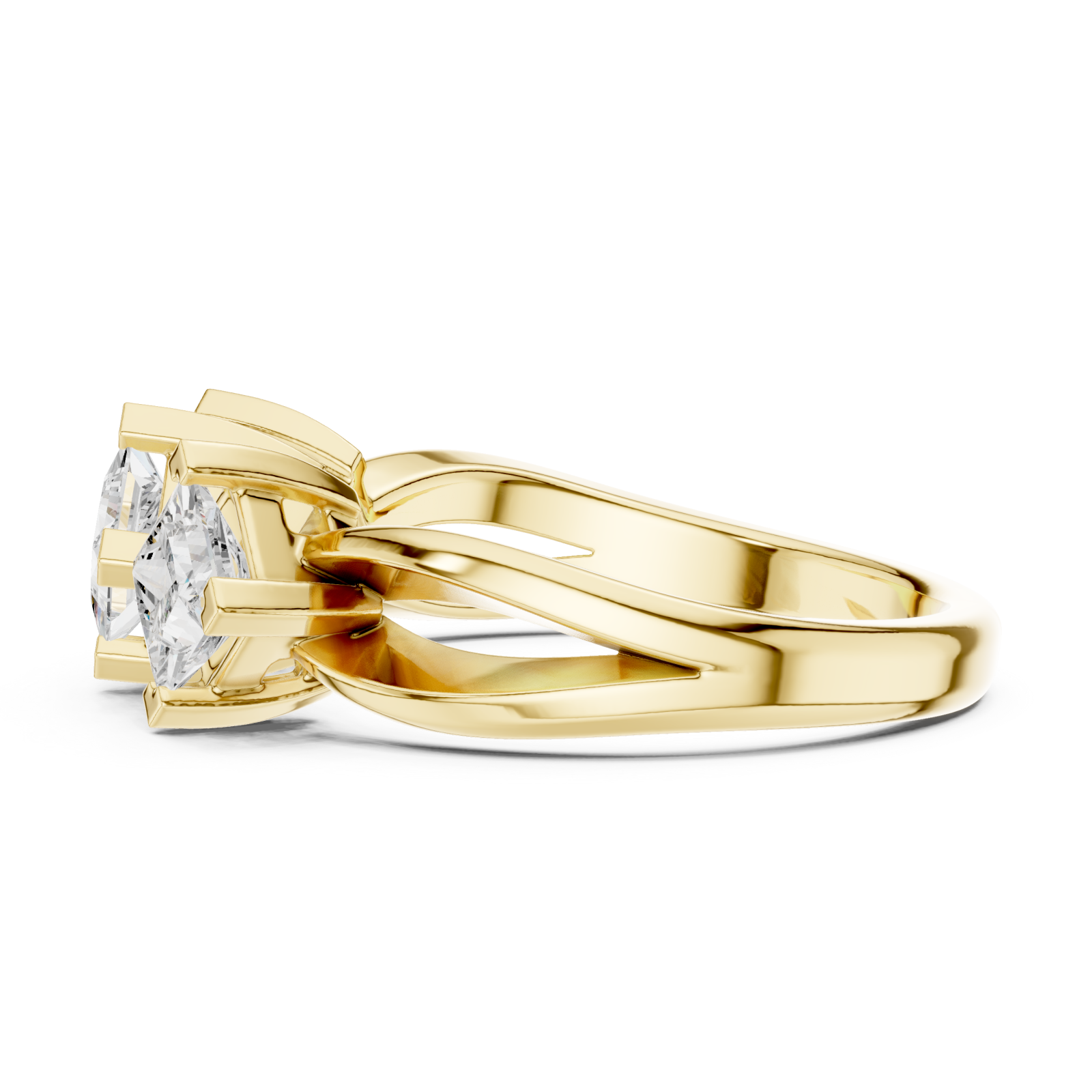  Gold Gracefully Three Element Statement Ring Side View