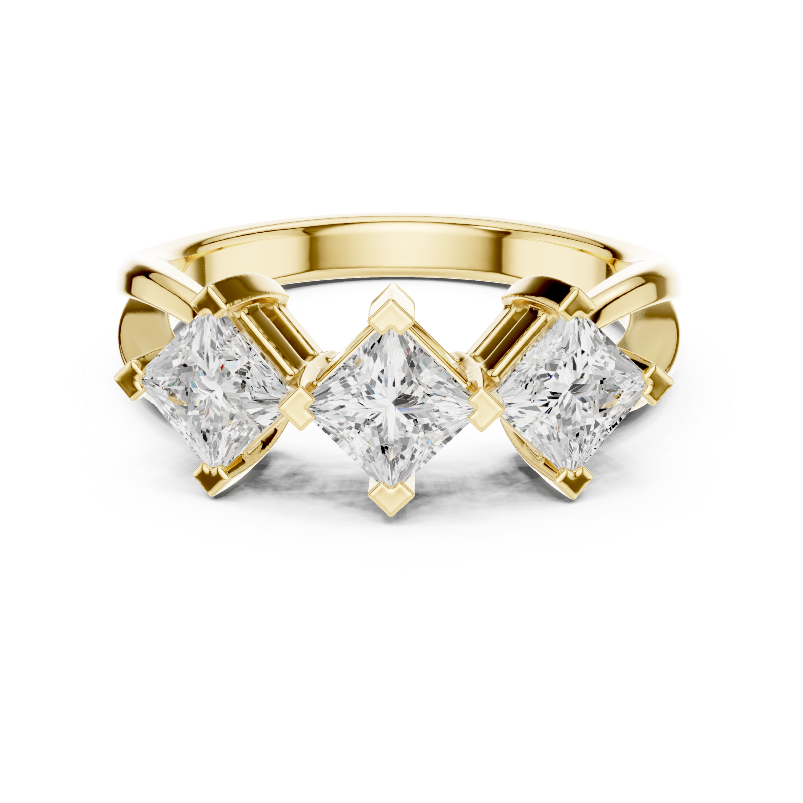  Gold Gracefully Three Element Statement Ring Front View