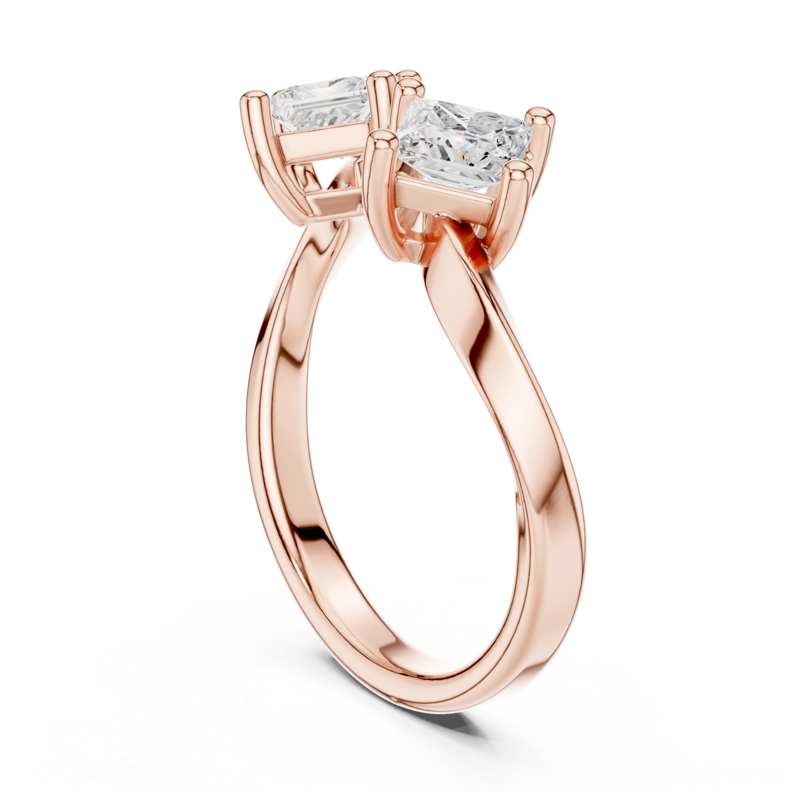 Rose Gold Infinite Allure Twin Spark Band Ring Left View