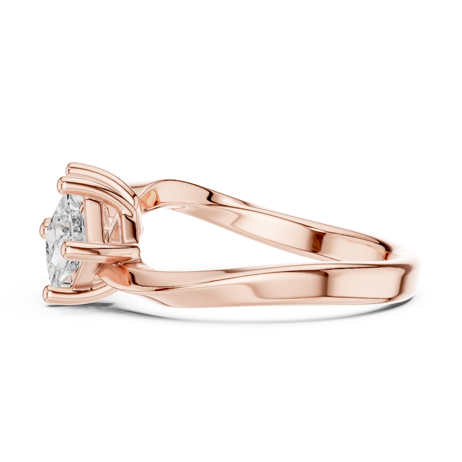  Rose Gold Infinite Allure Twin Spark Band Ring Side View