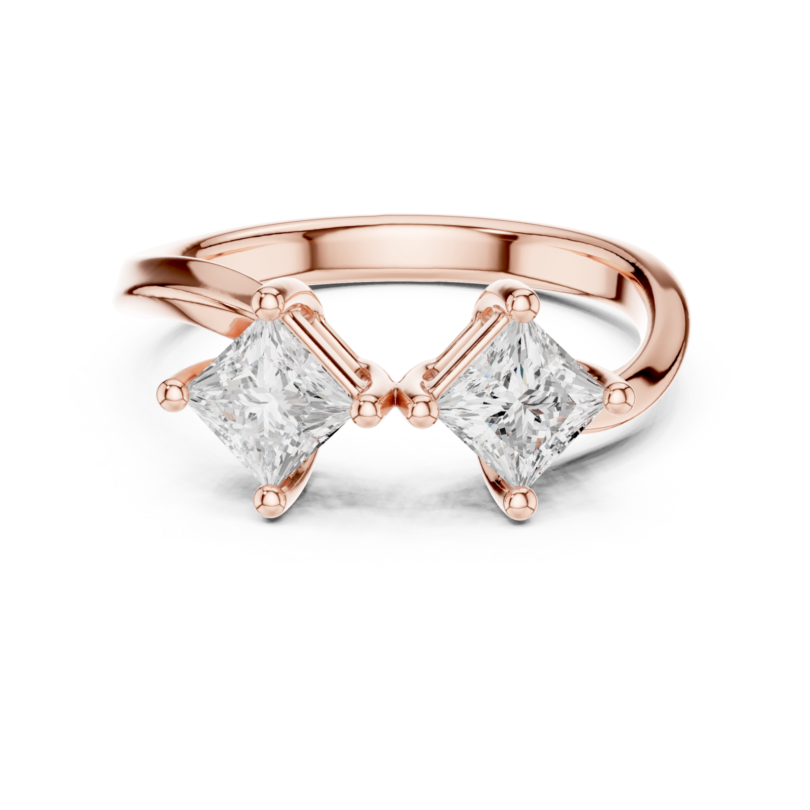  Rose Gold Infinite Allure Twin Spark Band Ring Front View
