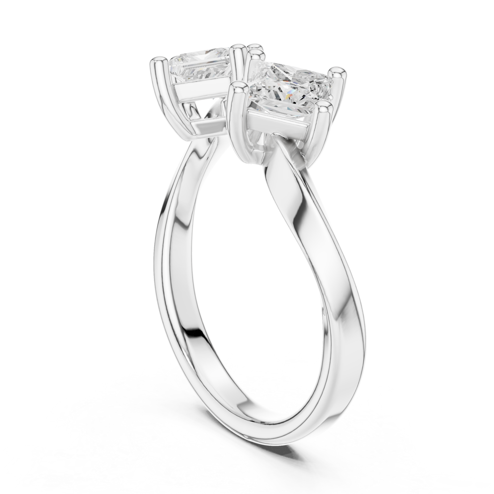  White Gold Infinite Allure Twin Spark Band Ring Left View