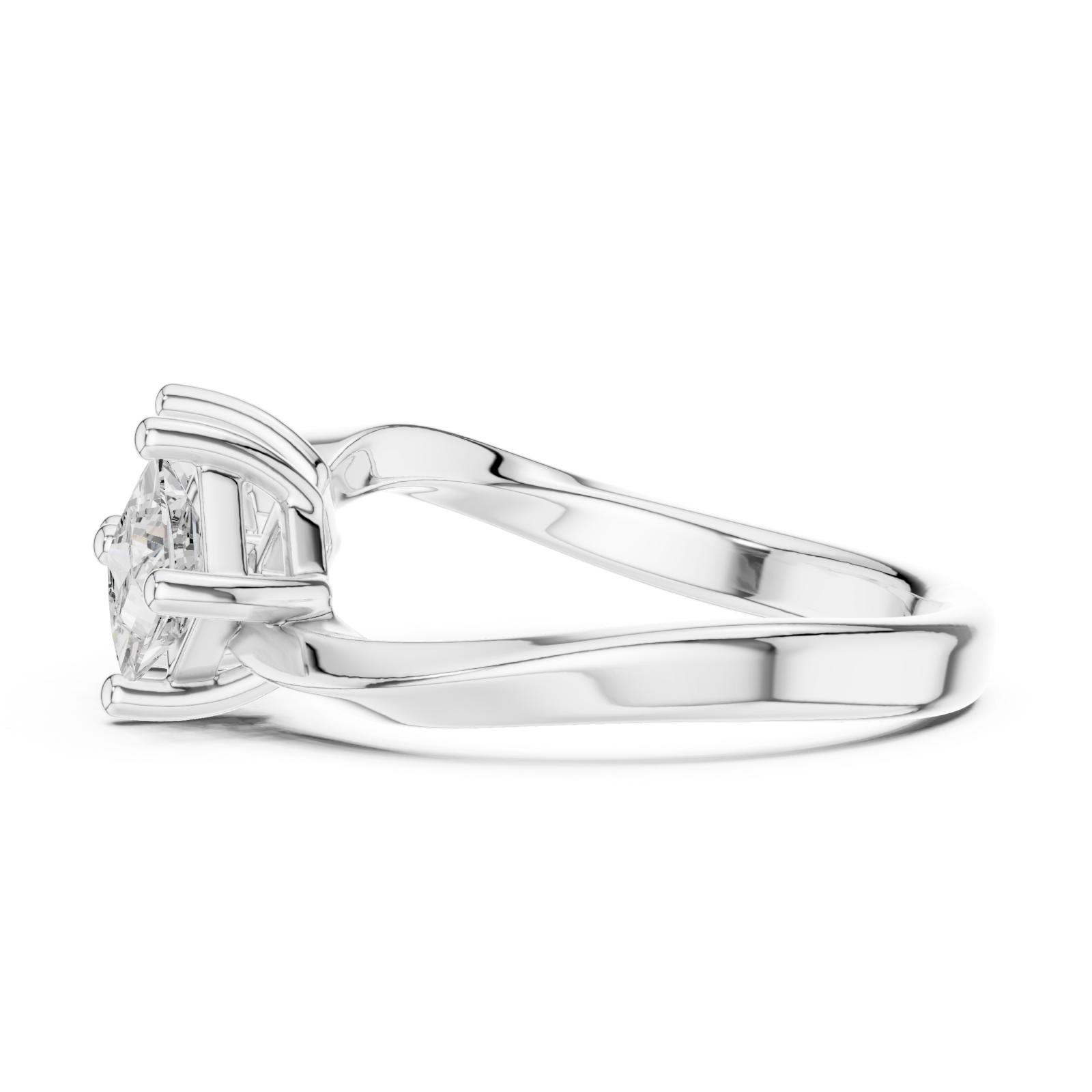  White Gold Infinite Allure Twin Spark Band Ring Side View