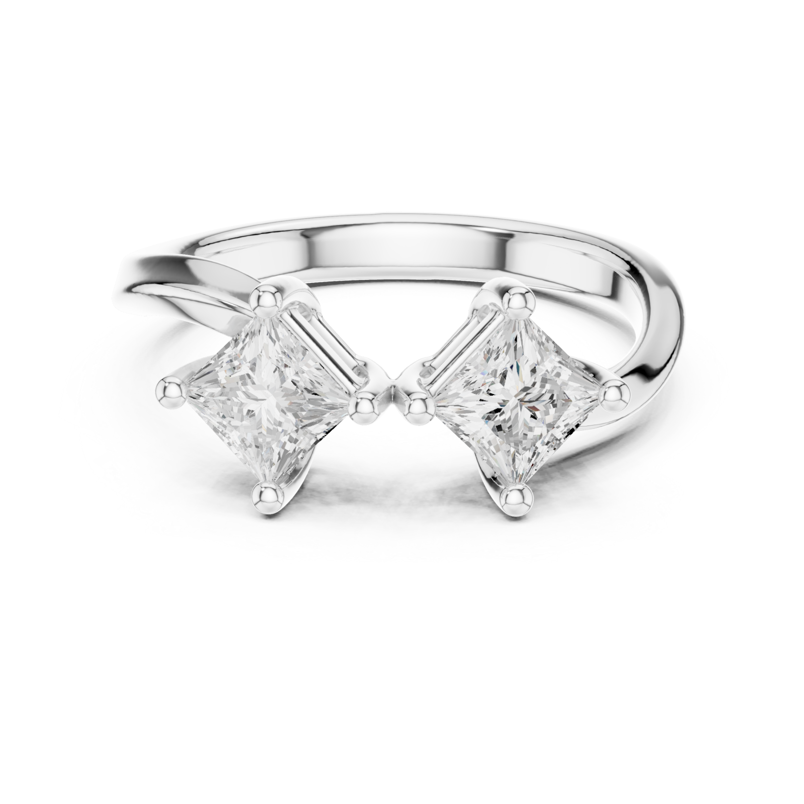  White Gold Infinite Allure Twin Spark Band Ring Front View