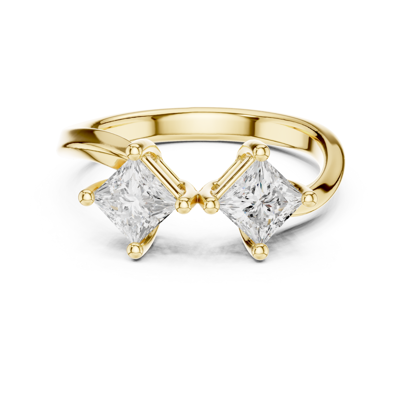  Gold Infinite Allure Twin Spark Band Ring Front View