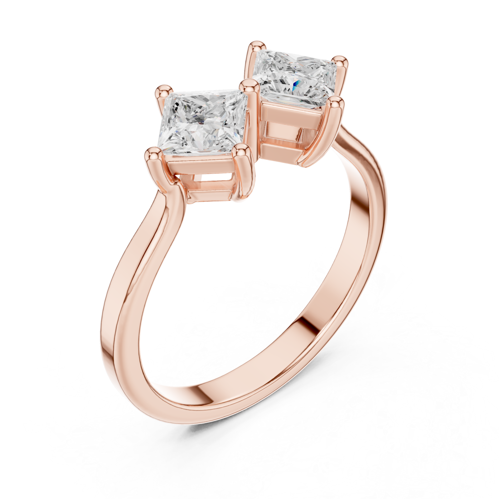  Rose Gold Sculpted Embrace Twin Stone Radiance Ring Right View