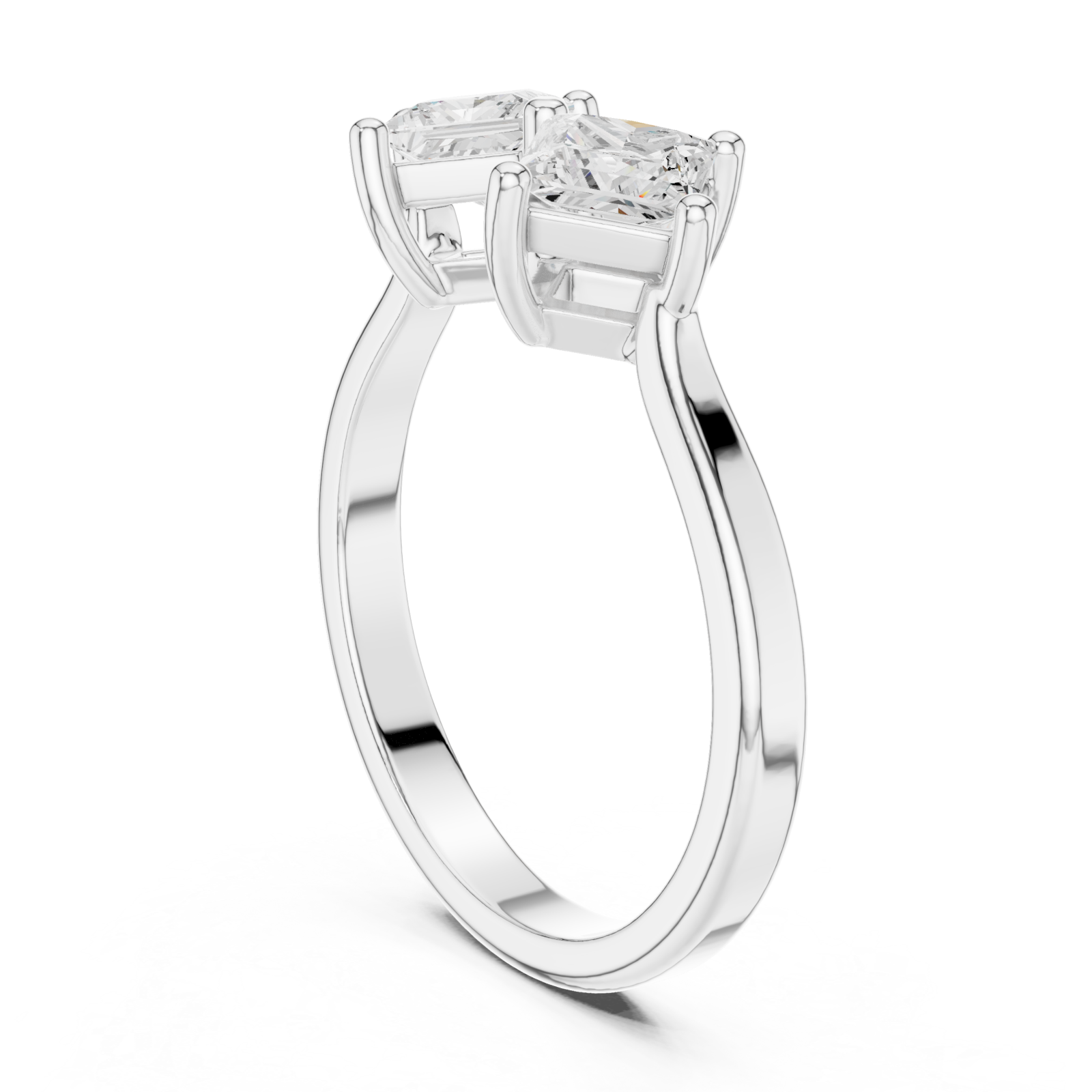  White Gold Sculpted Embrace Twin Stone Radiance Ring Left View