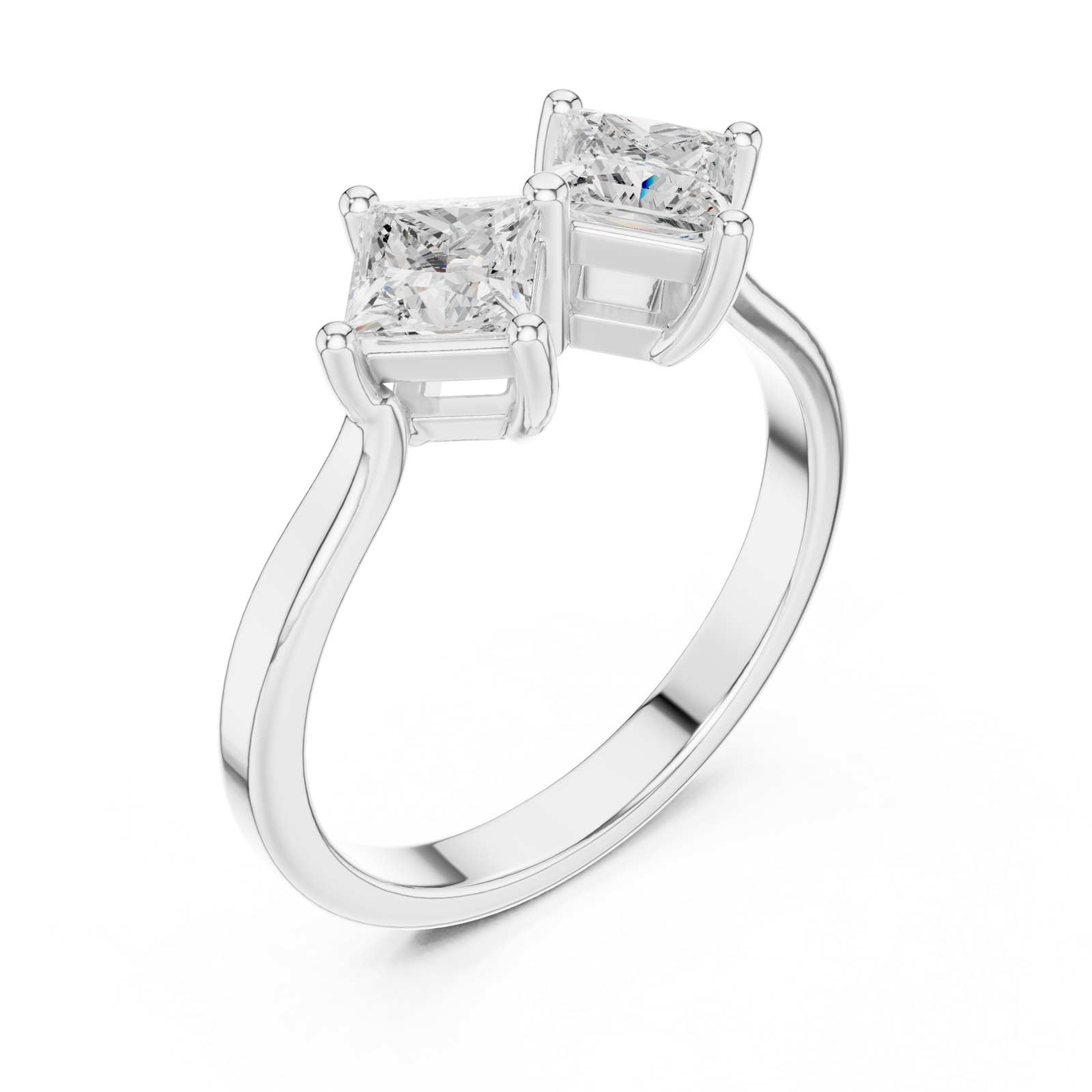  White Gold Sculpted Embrace Twin Stone Radiance Ring Right View