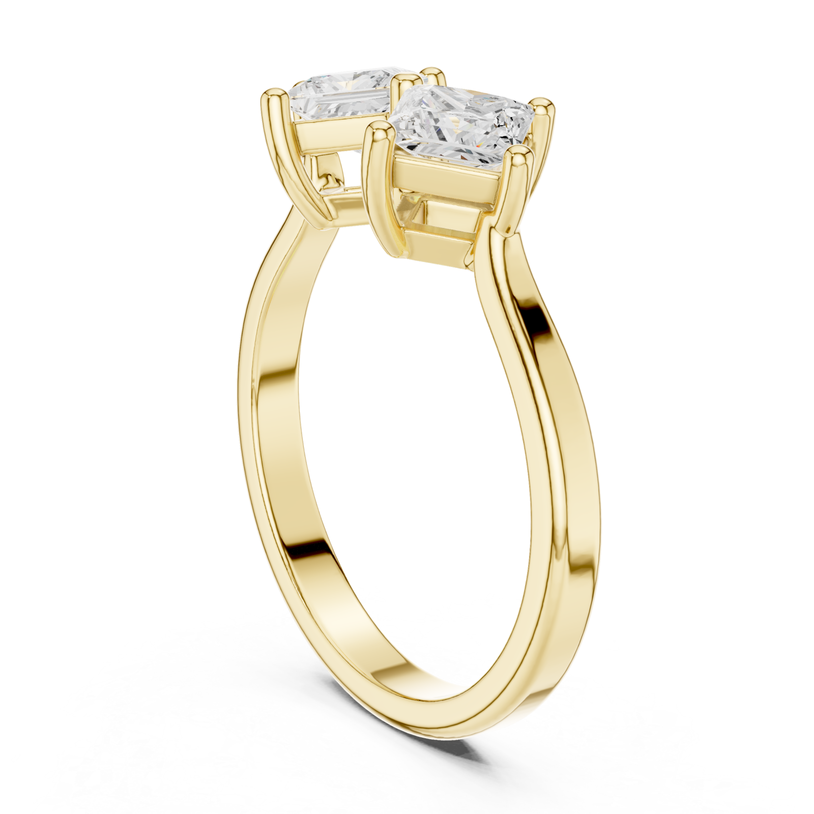 Gold Sculpted Embrace Twin Stone Radiance Ring Left View