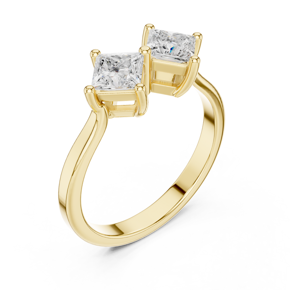 Gold Sculpted Embrace Twin Stone Radiance Ring Right View