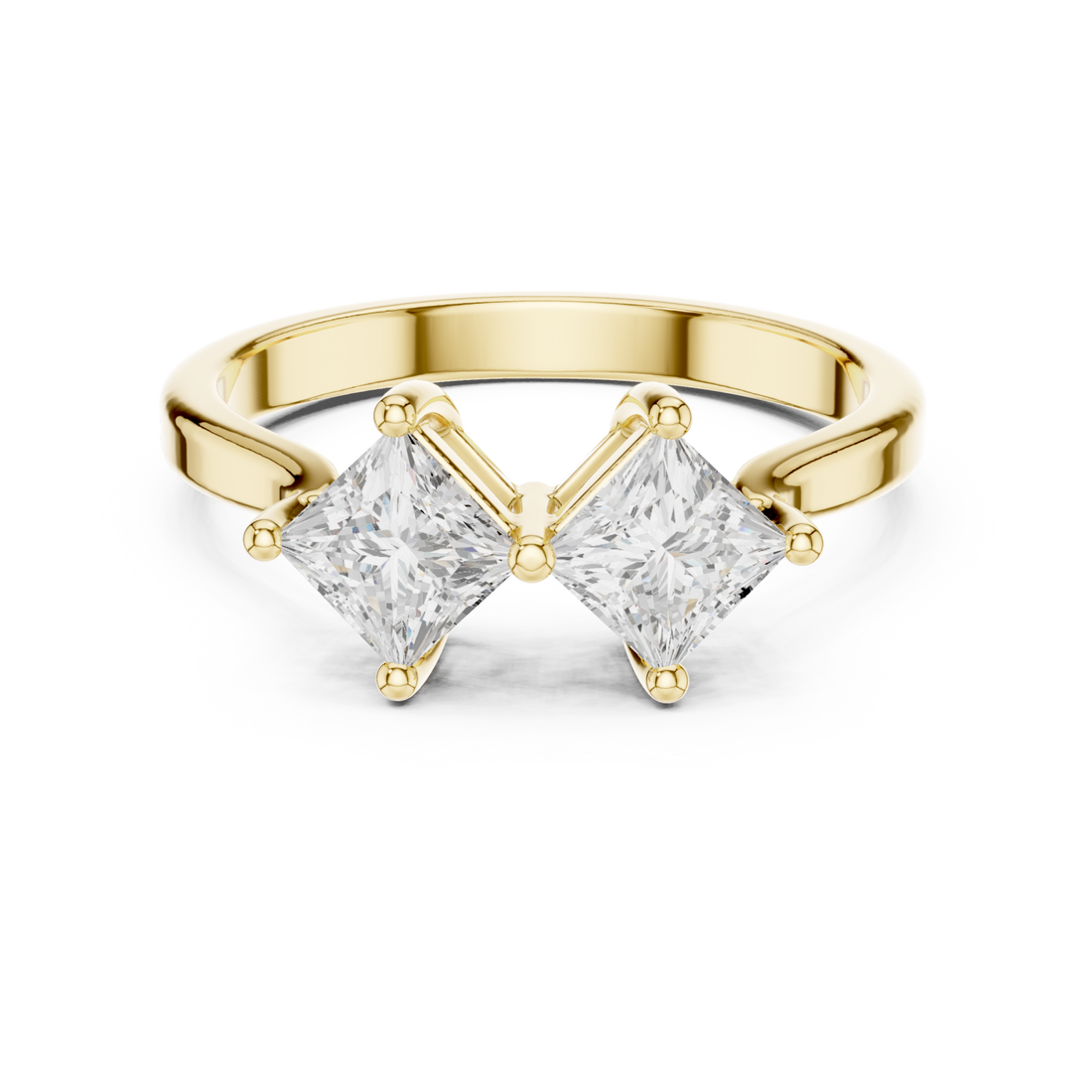 Gold Sculpted Embrace Twin Stone Radiance Ring Right View