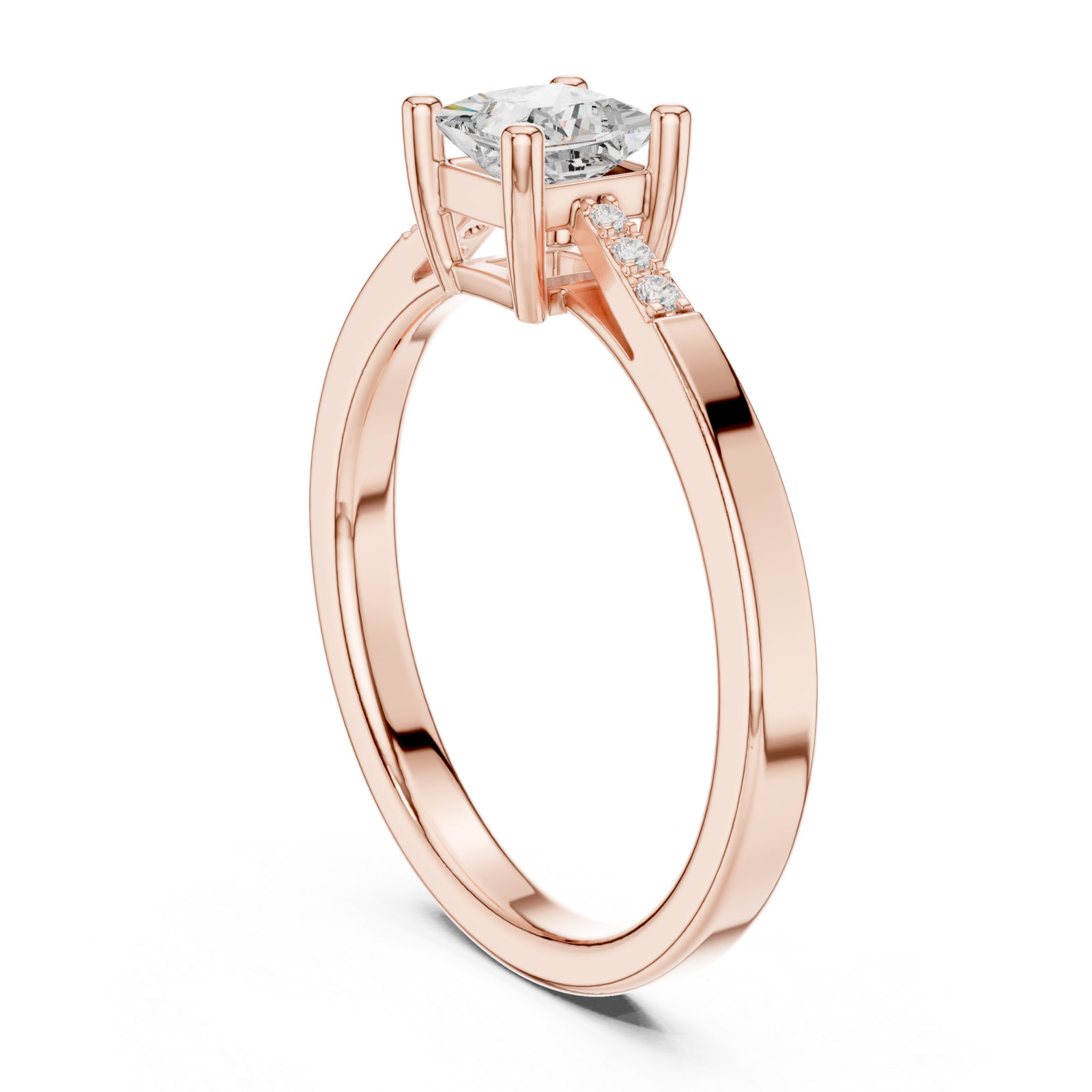 Rose Gold Celestial Embrace Solitaire Accent Band Ring Left View
