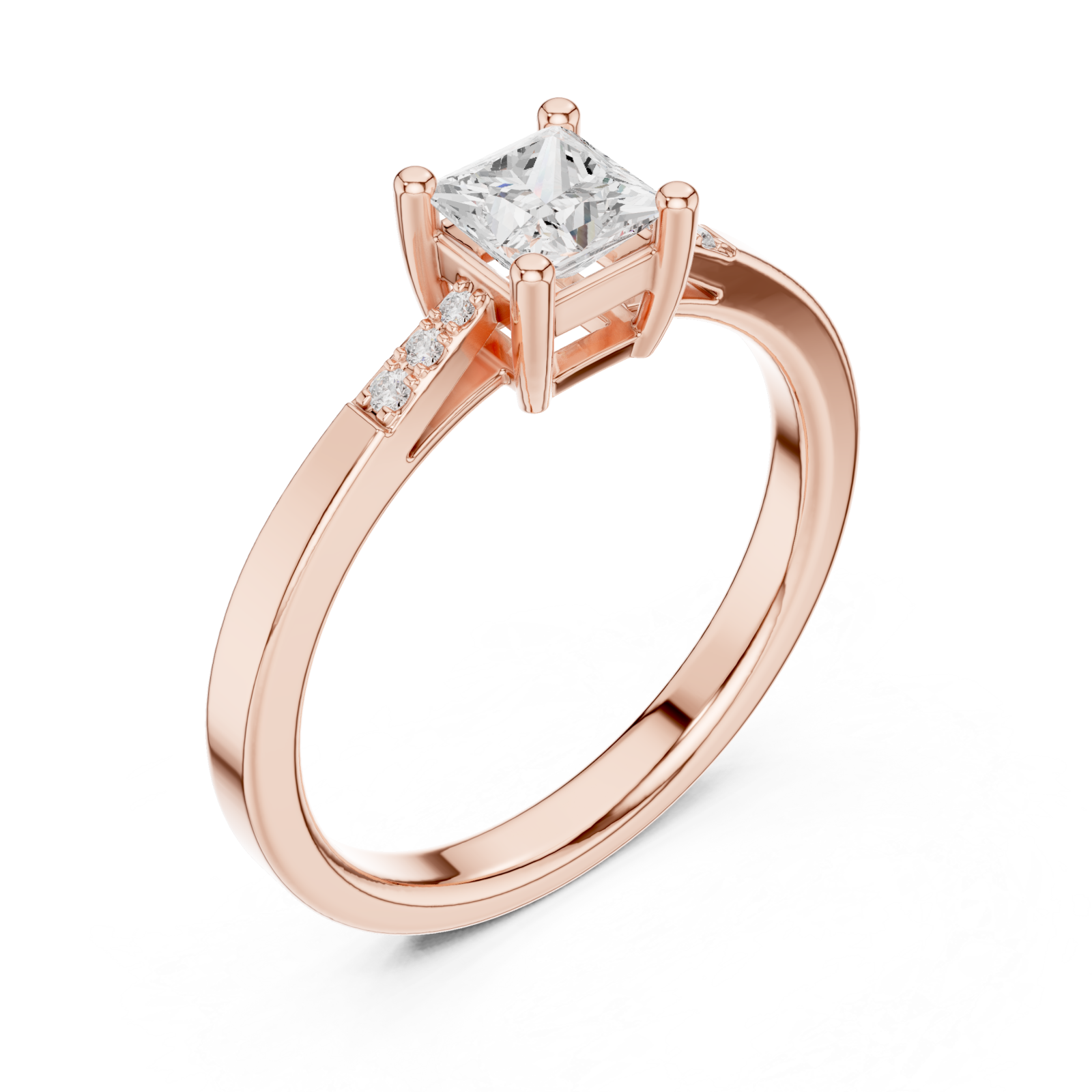  Rose Gold Celestial Embrace Solitaire Accent Band Ring Right View