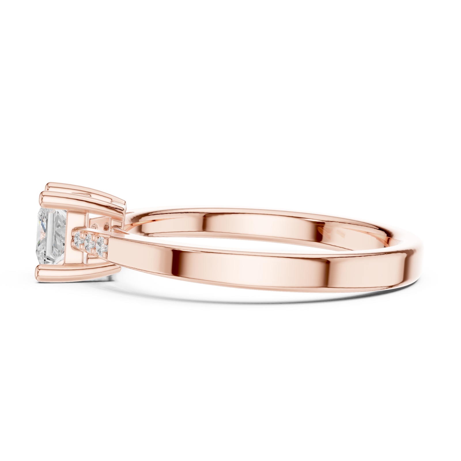  Rose Gold Celestial Embrace Solitaire Accent Band Ring Side View
