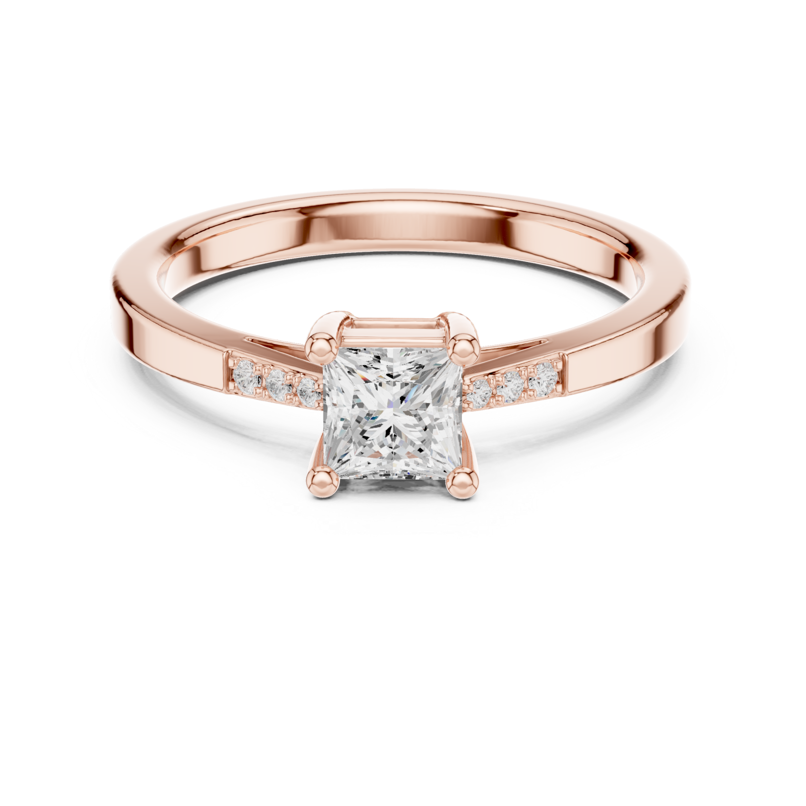  Rose Gold Celestial Embrace Solitaire Accent Band Ring Front View