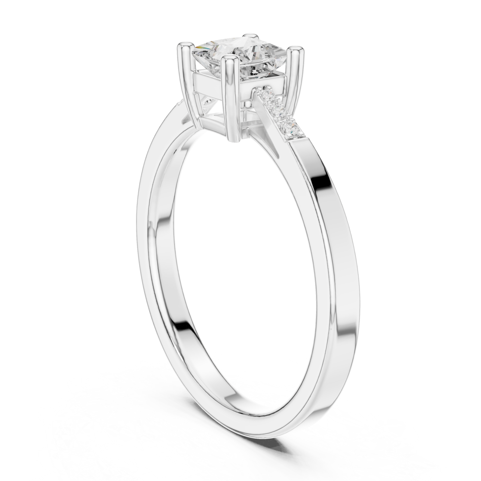  White Gold Celestial Embrace Solitaire Accent Band Ring Left View