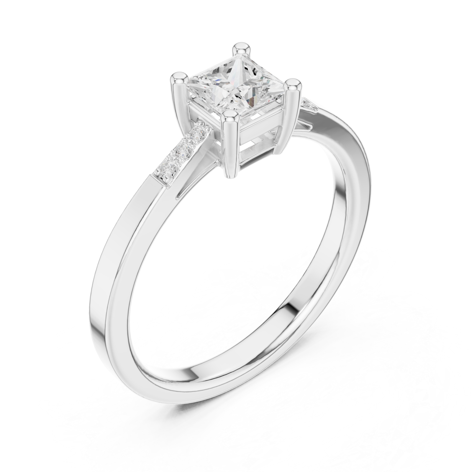  White Gold Celestial Embrace Solitaire Accent Band Ring Right View