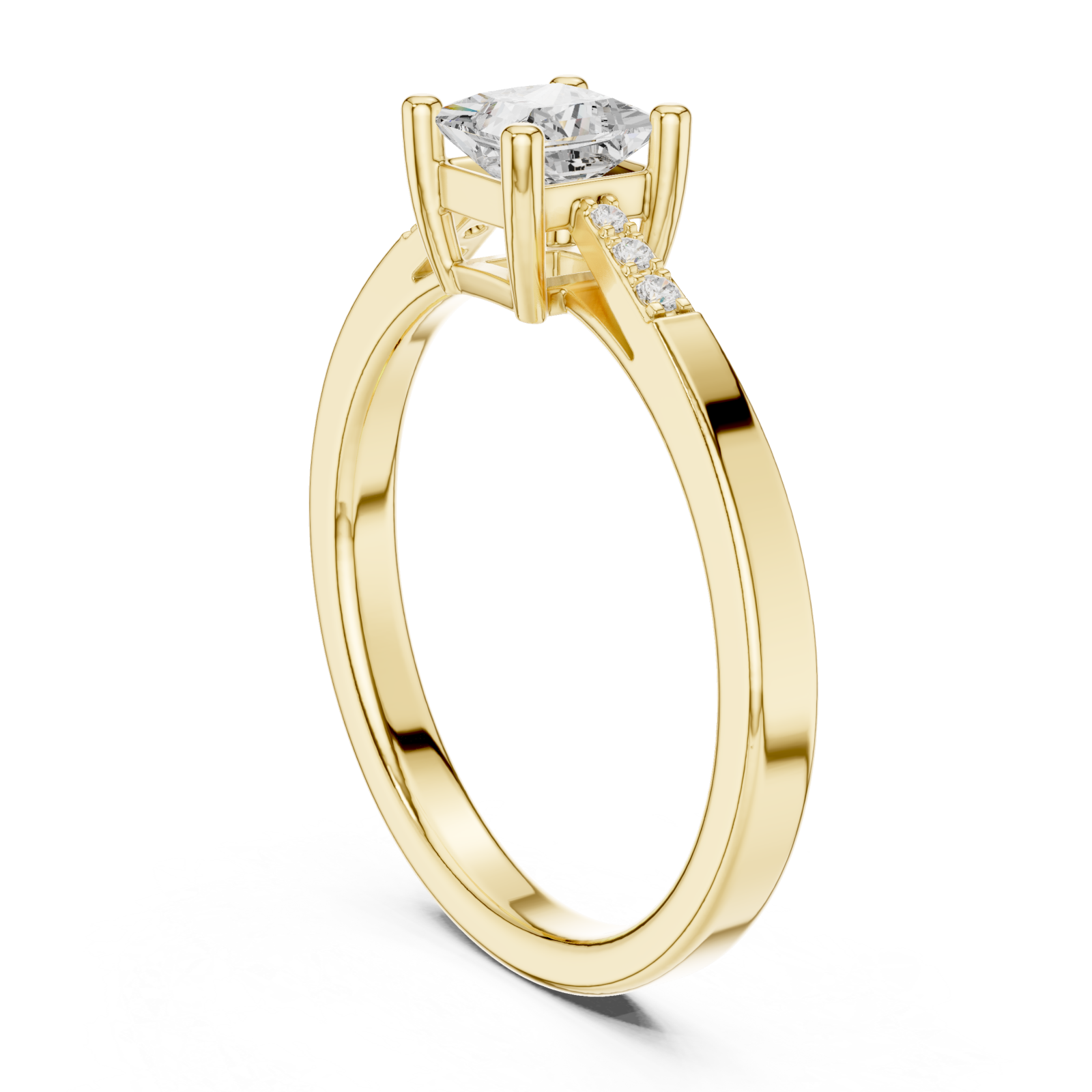  Gold Celestial Embrace Solitaire Accent Band Ring Left View