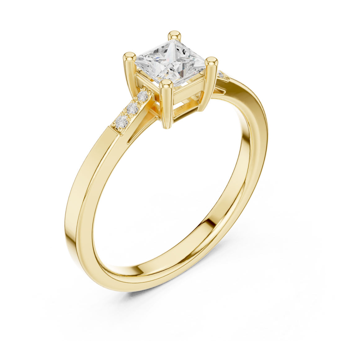 Gold Celestial Embrace Solitaire Accent Band Ring Right View