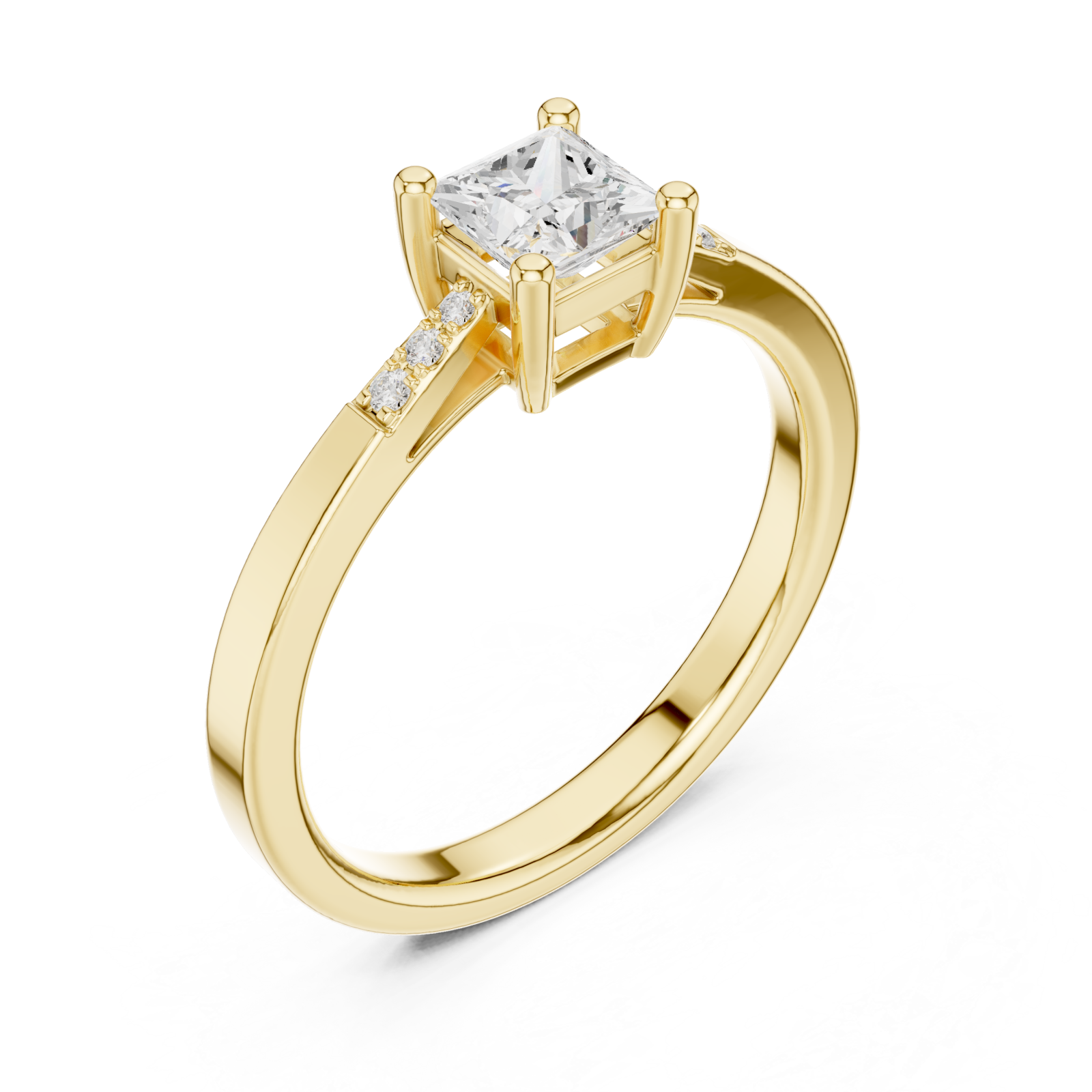 Gold Celestial Embrace Solitaire Accent Band Ring Right View
