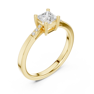 Gold Celestial Embrace Solitaire Accent Band Ring Right View
