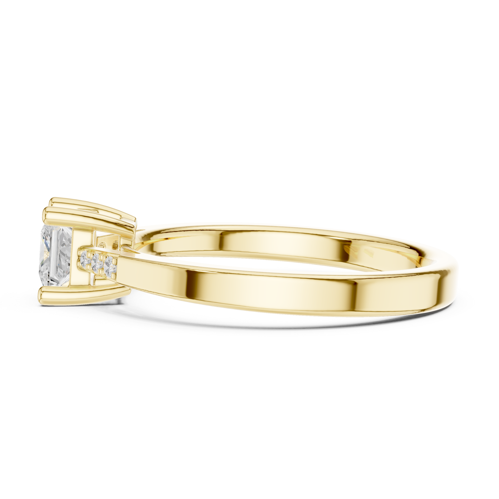  Gold Celestial Embrace Solitaire Accent Band Ring Side View