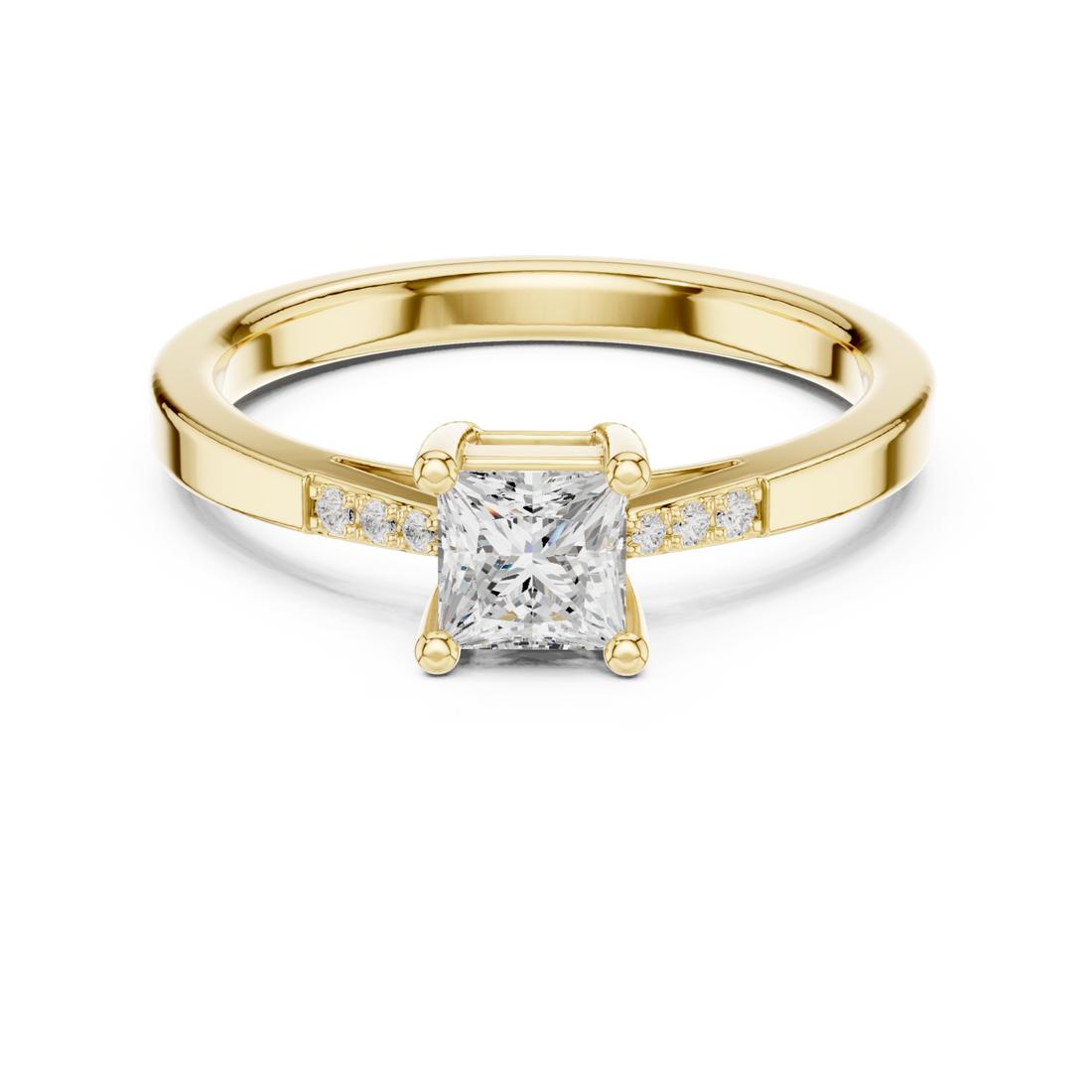 Gold Celestial Embrace Solitaire Accent Band Ring Right View