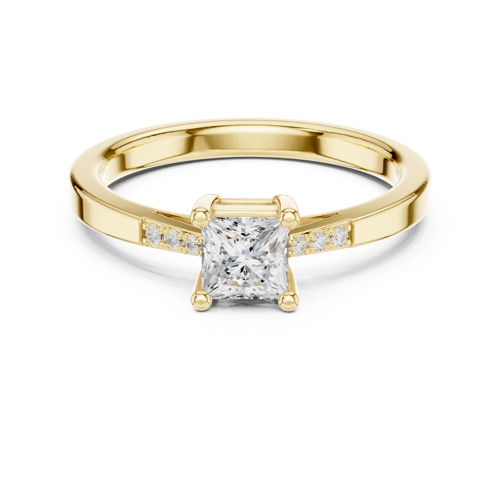  Gold Celestial Embrace Solitaire Accent Band Ring Front View