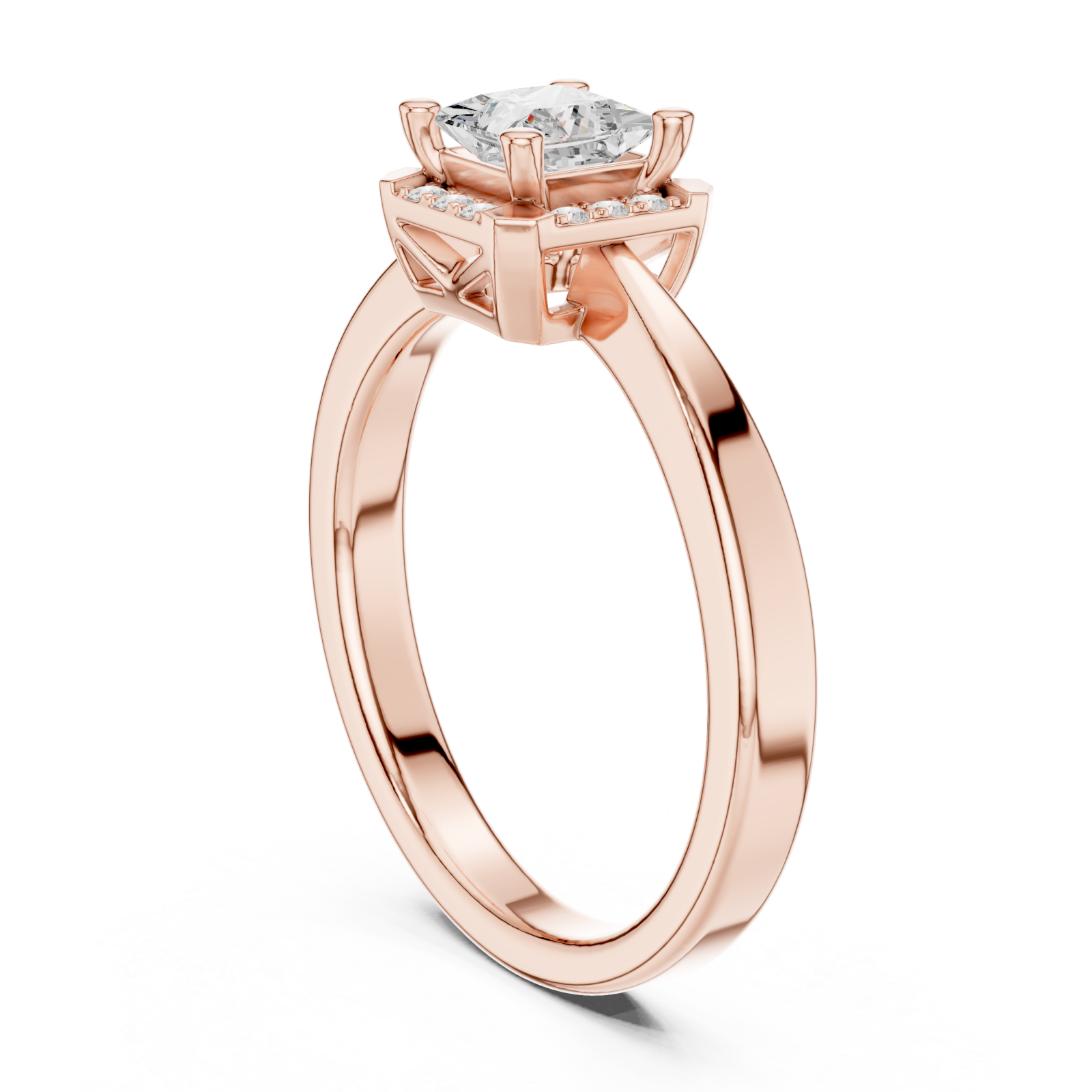  Rose Gold Everlight Regal Halo Band Ring Left View