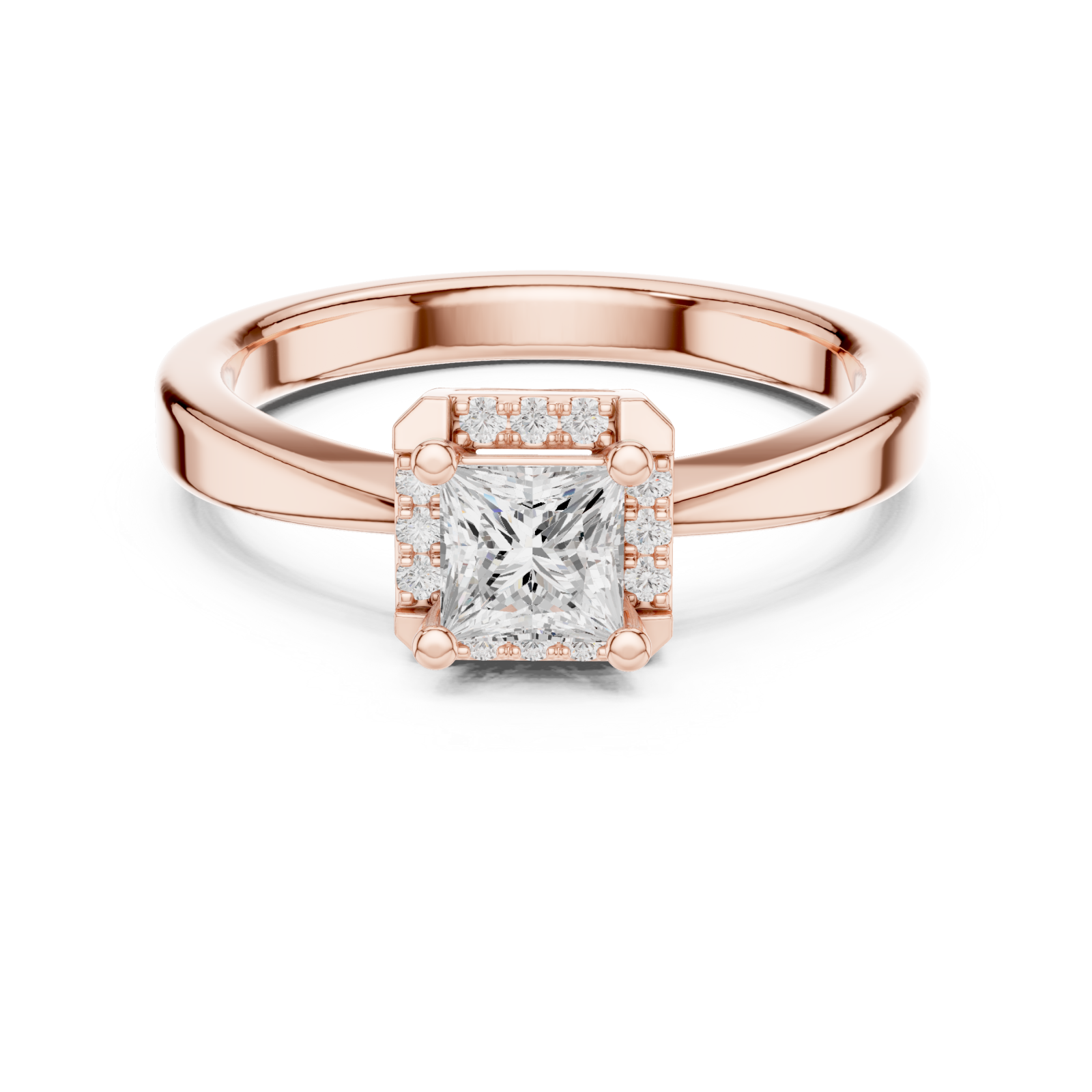  Rose Gold Everlight Regal Halo Band Ring Front View
