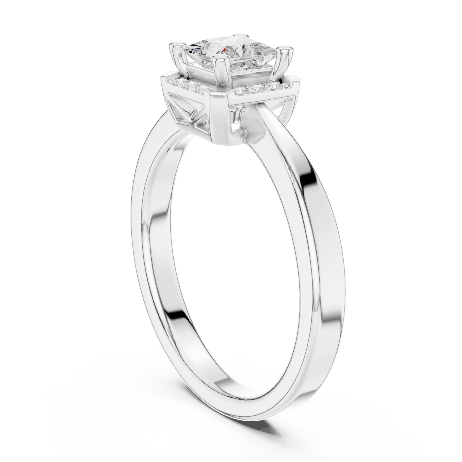  White Gold Everlight Regal Halo Band Ring Left View