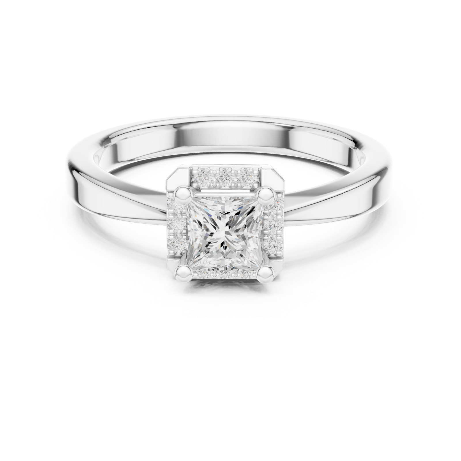  White Gold Everlight Regal Halo Band Ring Front View