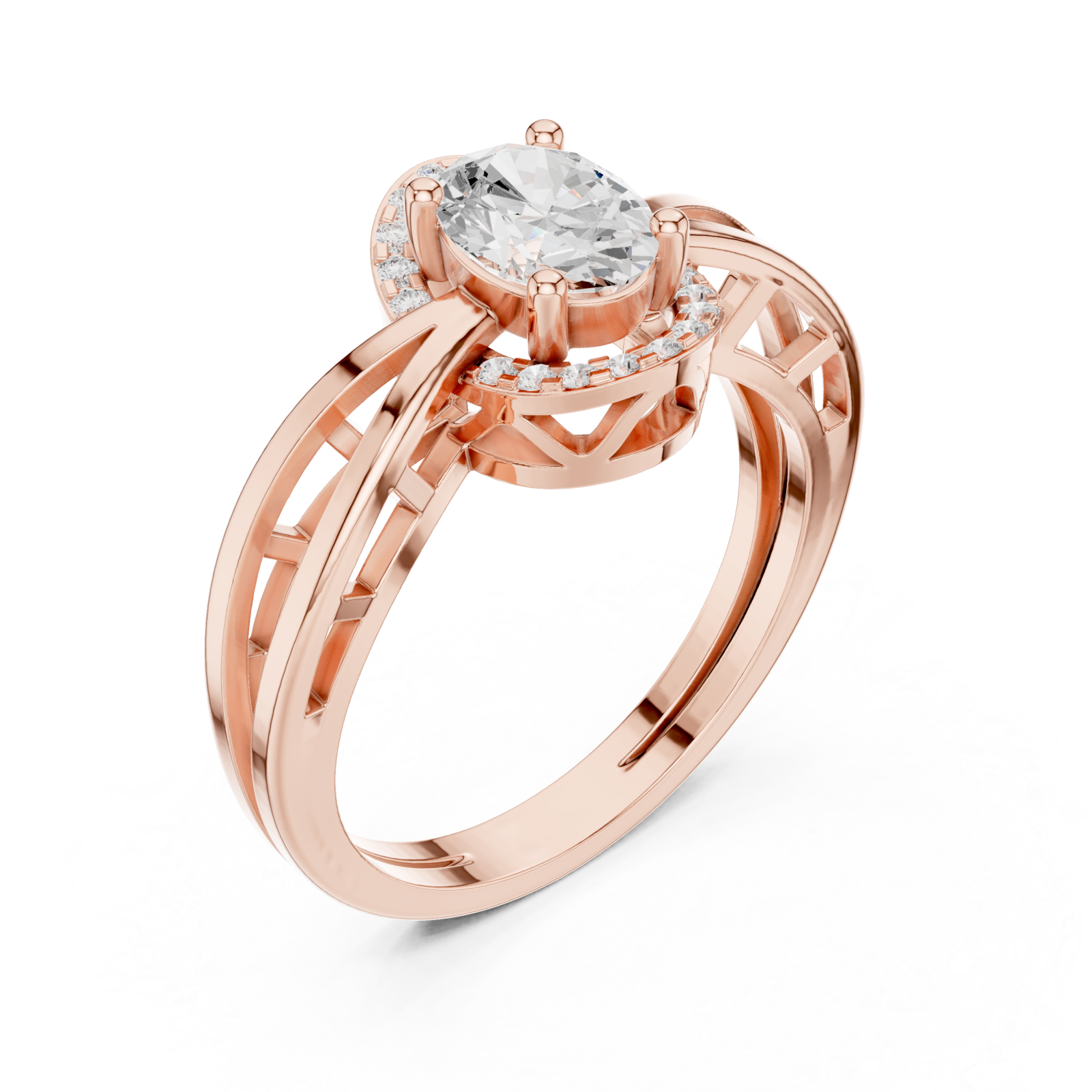  Rose Gold Celestial Embrace Halo Ring Right View