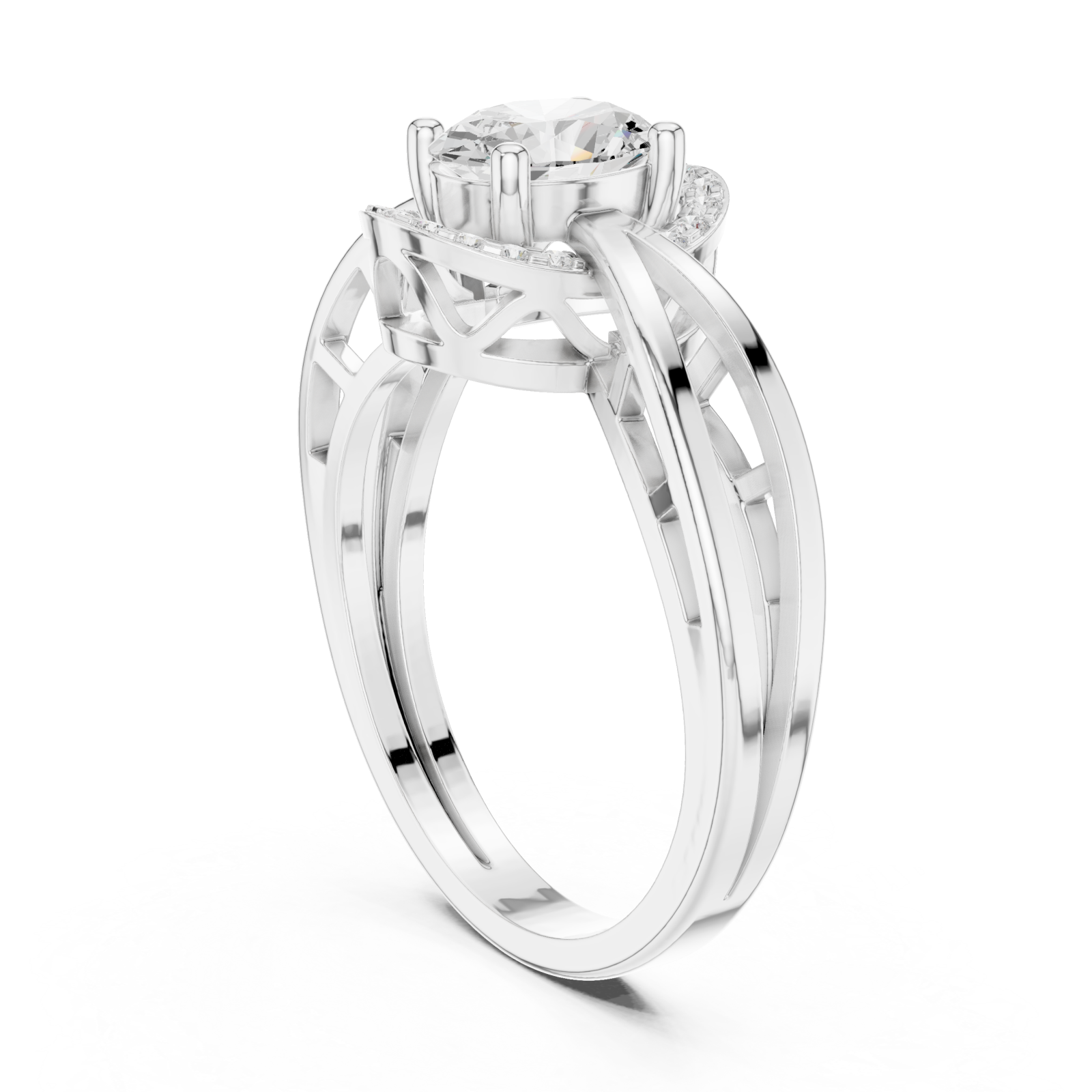  White Gold Celestial Embrace Halo Ring Left View