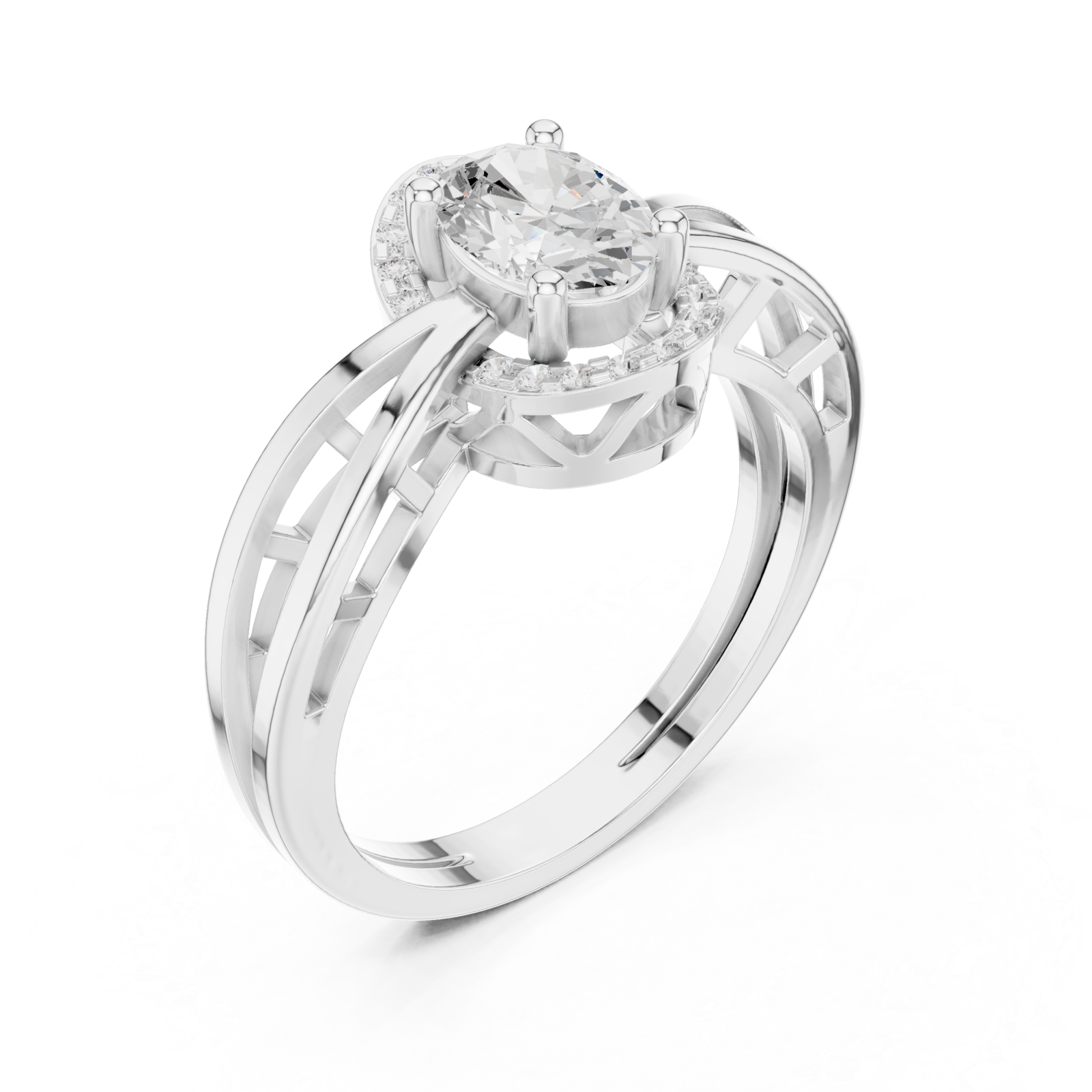  White Gold Celestial Embrace Halo Ring Right View