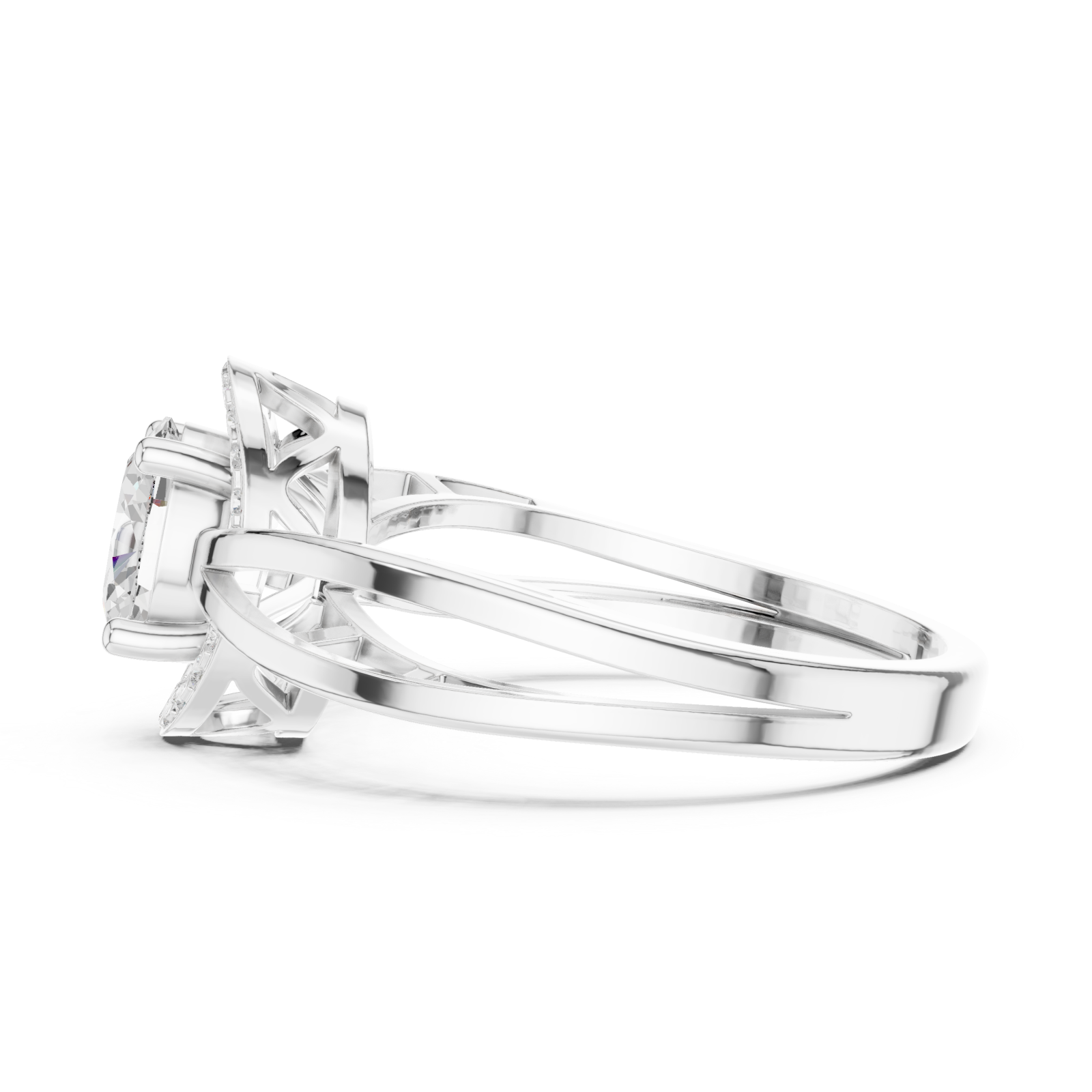  White Gold Celestial Embrace Halo Ring Side View