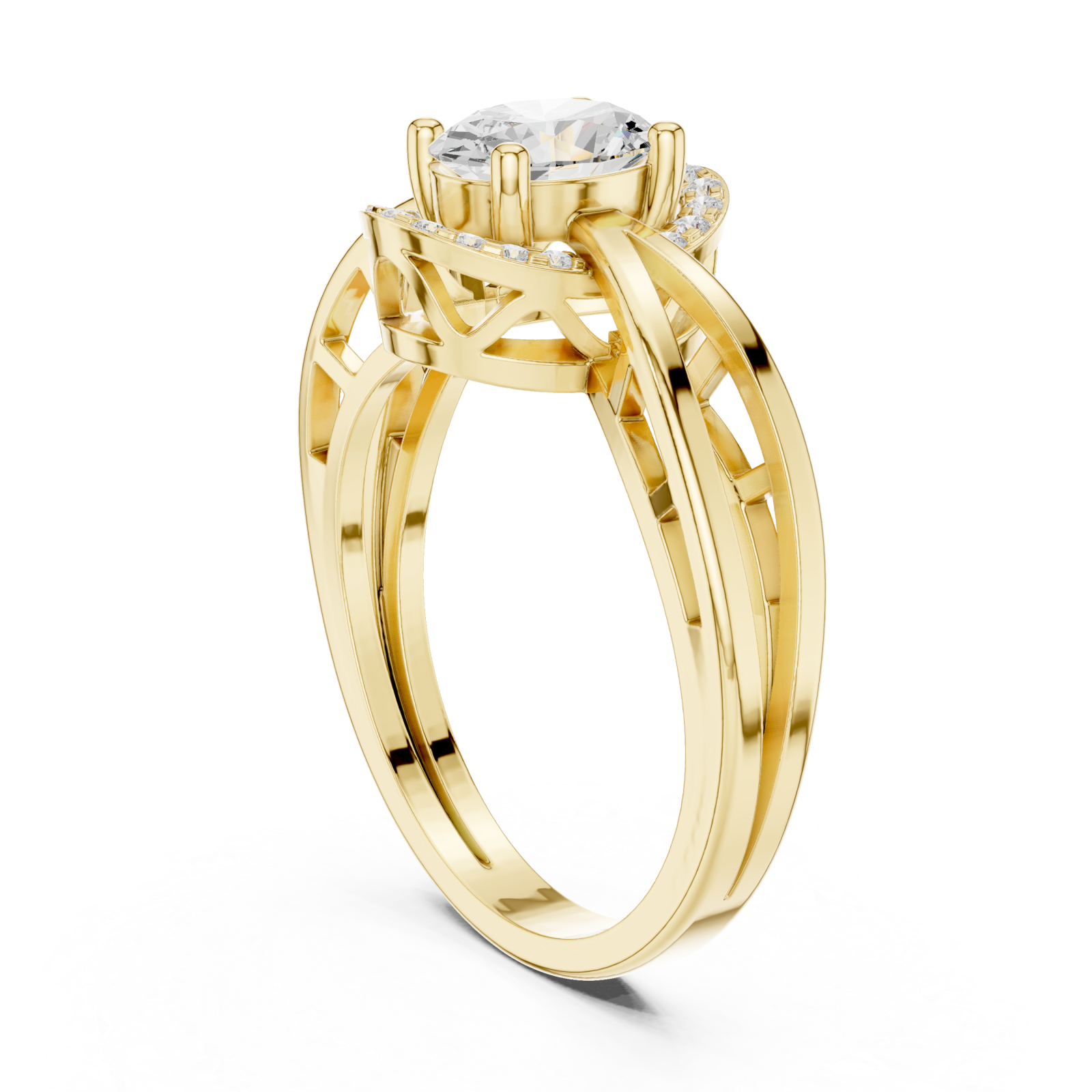  Gold Celestial Embrace Halo Ring Left View
