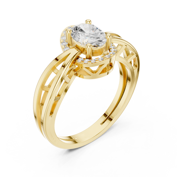 Gold Celestial Embrace Halo Ring Right View