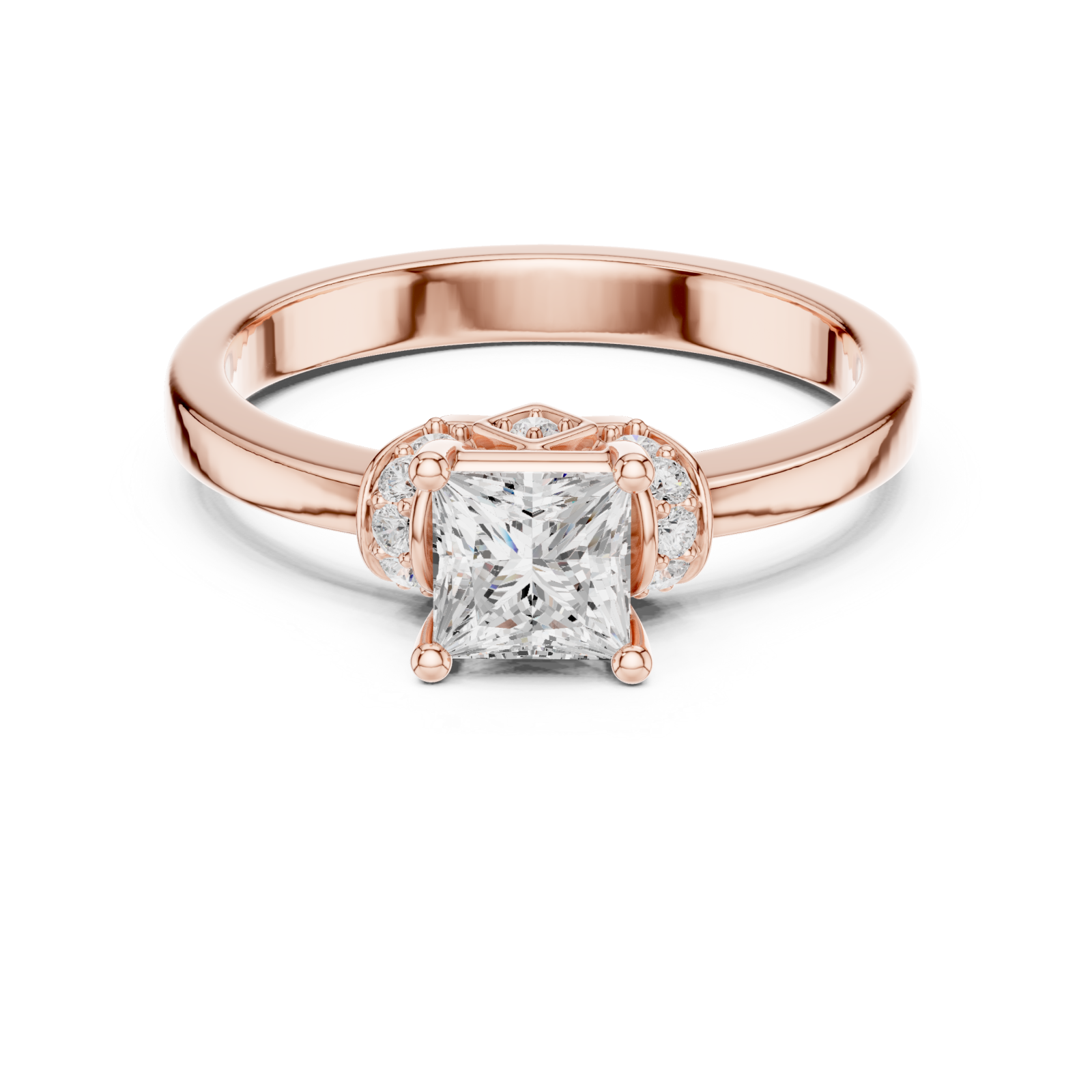  Rose Gold Infinite Brilliance Modern Ring Front View