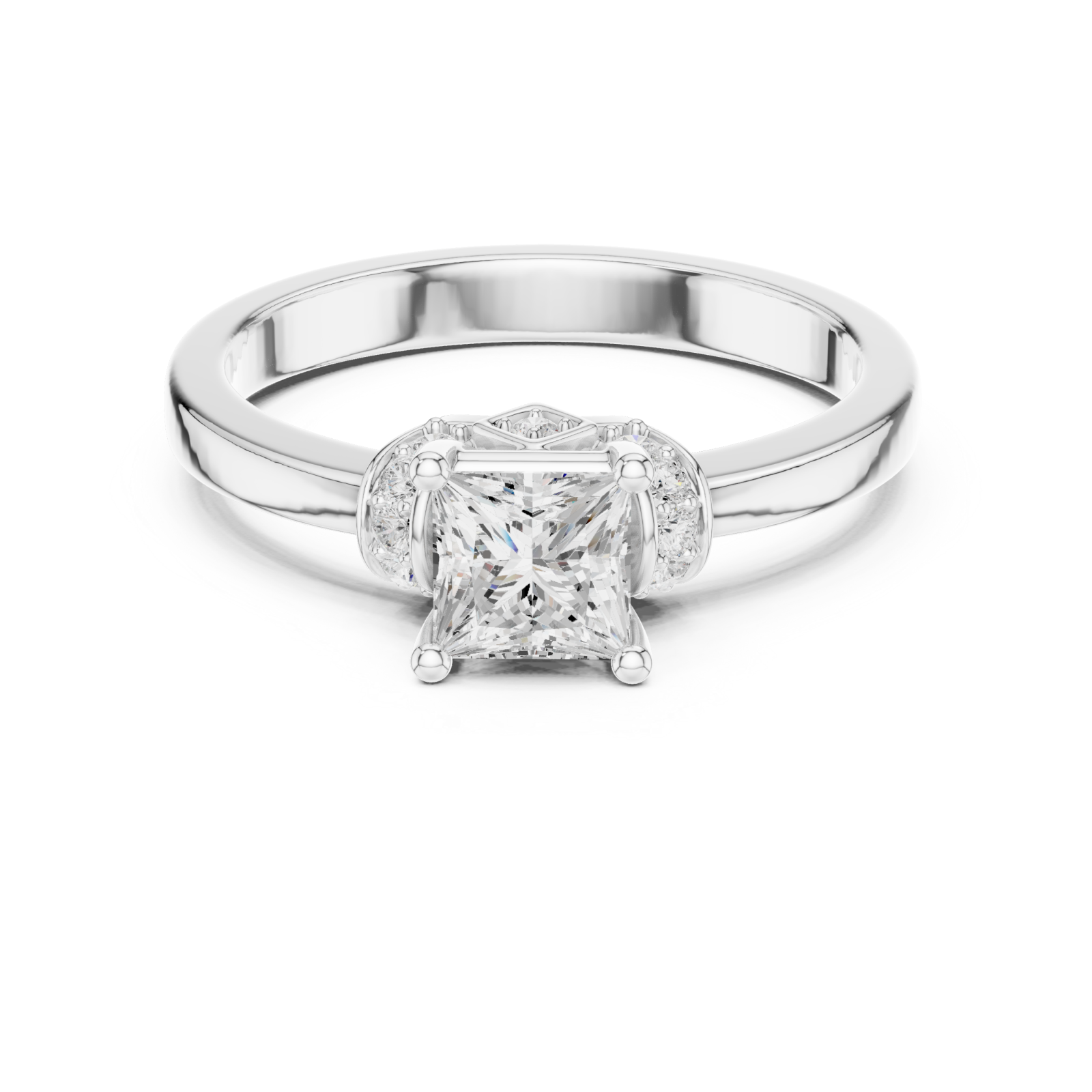 White Gold Infinite Brilliance Modern Ring Front View