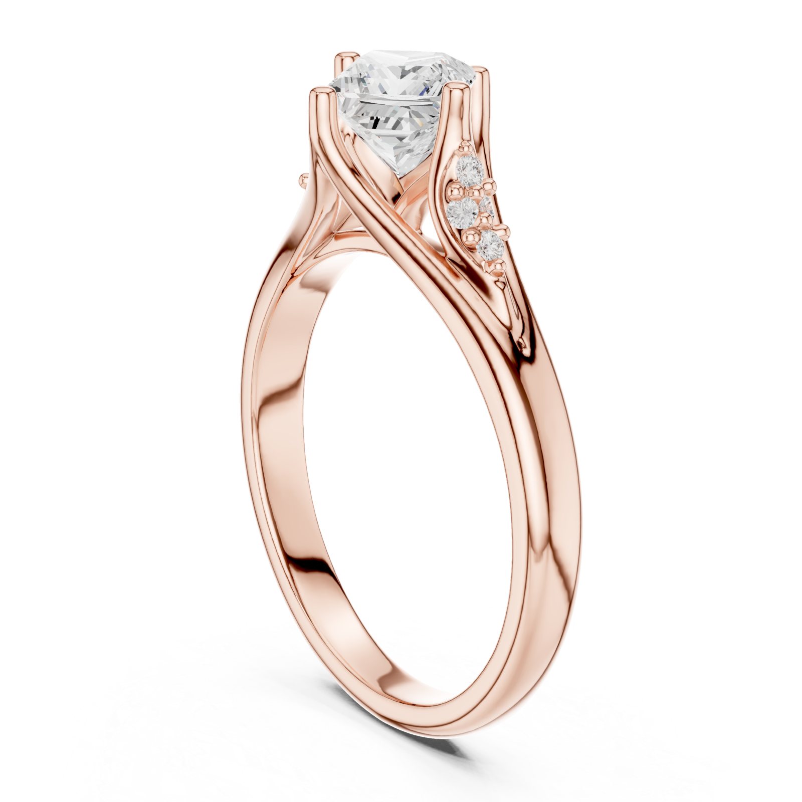  Rose Gold Whispered Blossom Accent Promise Ring Left View