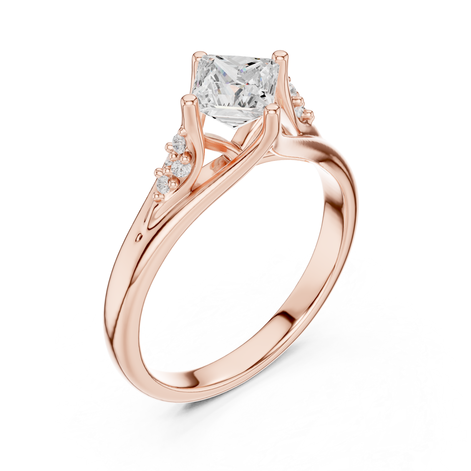  Rose Gold Whispered Blossom Accent Promise Ring Right View