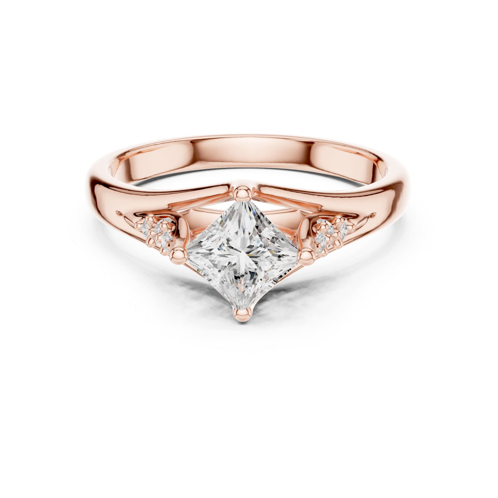  Rose Gold Whispered Blossom Accent Promise Ring Front View